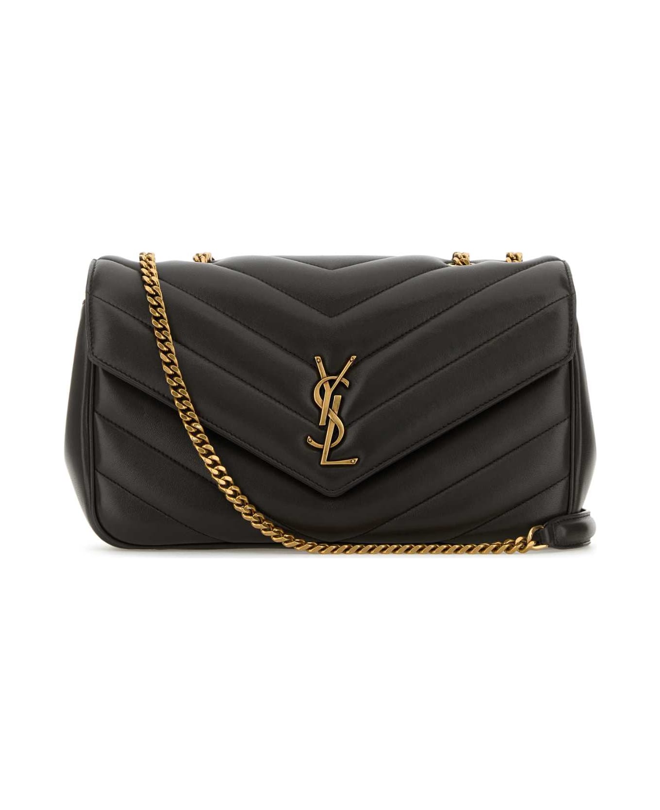 Saint Laurent Dark Brown Leather Medium Loulou Shoulder Bag - URBANCHIC