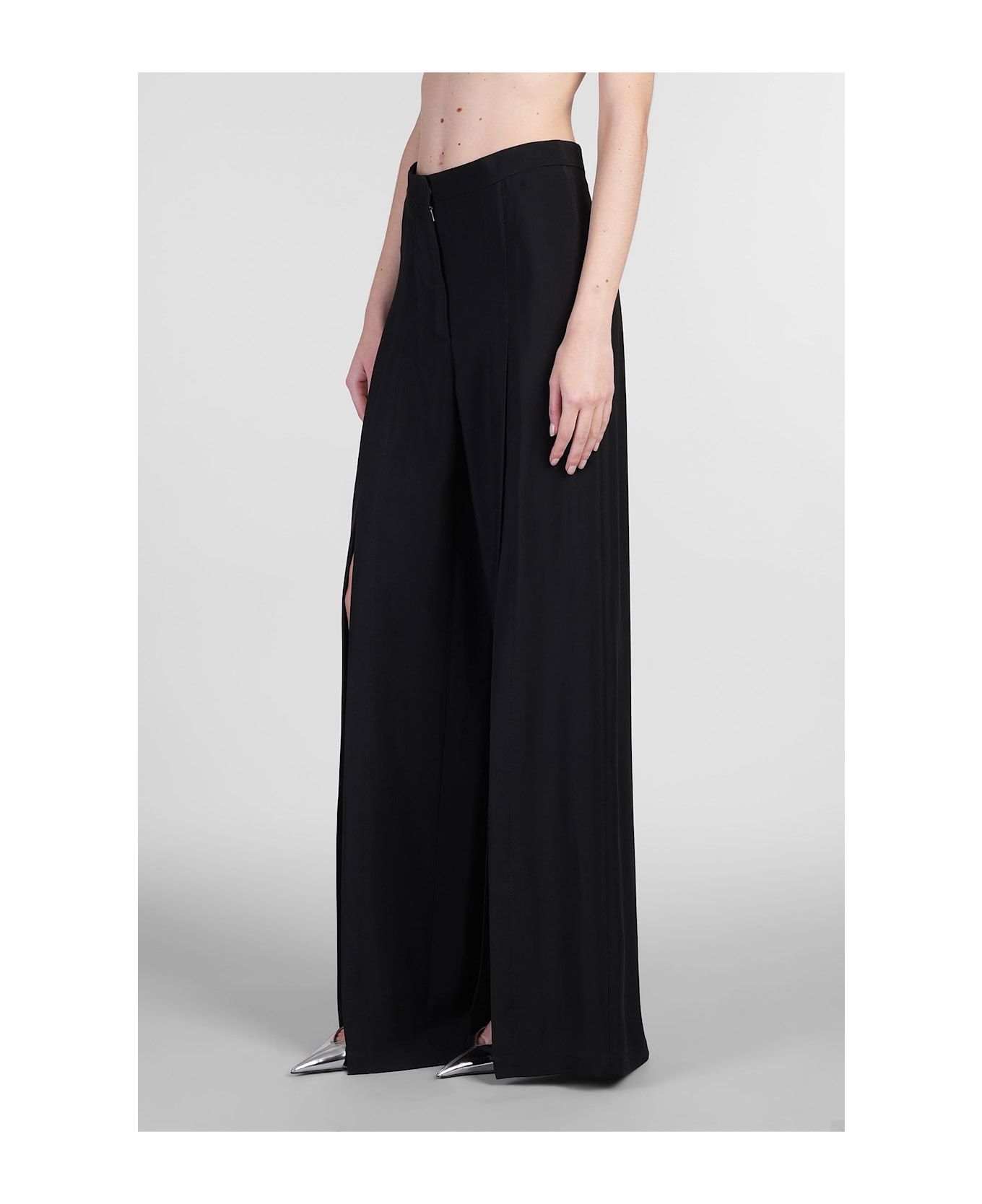 Mugler Pants In Black Viscose - black