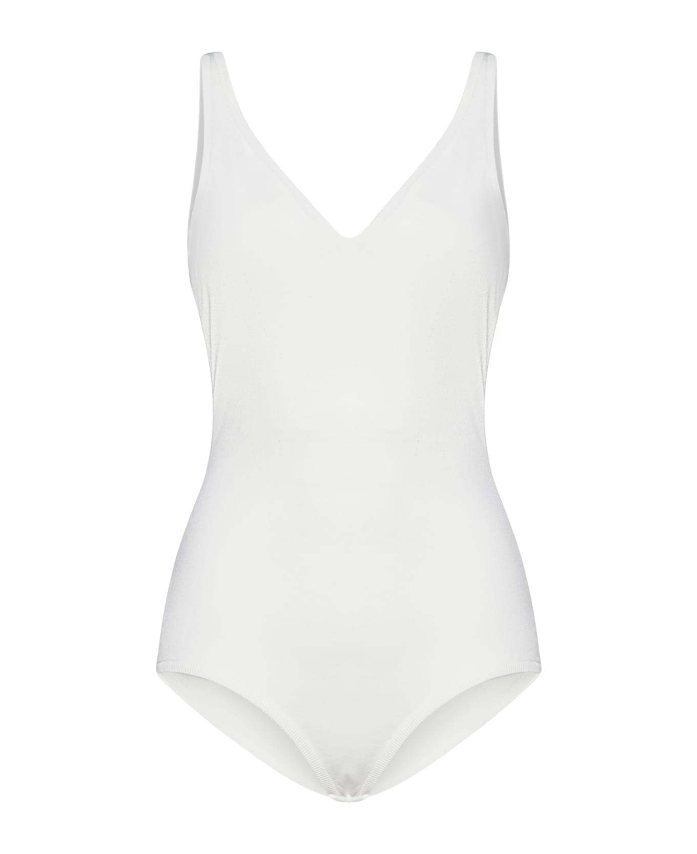 Alexander McQueen White Body Top With Perforated Stripes - Bianco
