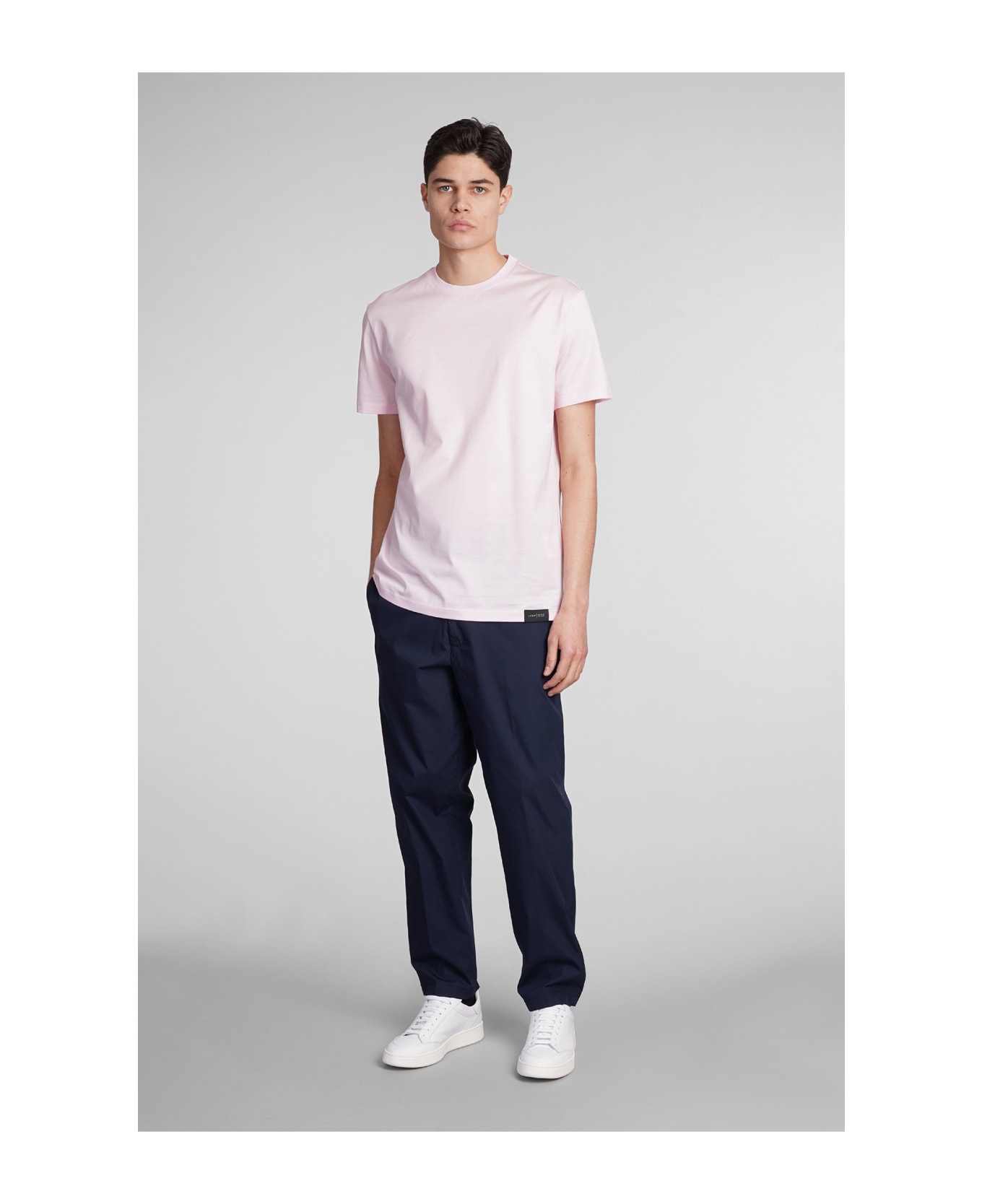Low Brand B134 Basic T-shirt In Rose-pink Cotton - rose-pink