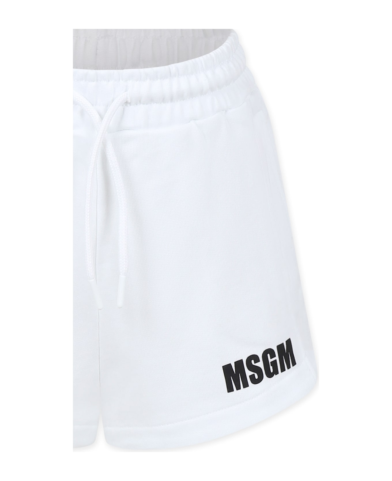 MSGM White Shorts For Girl With Logo - White