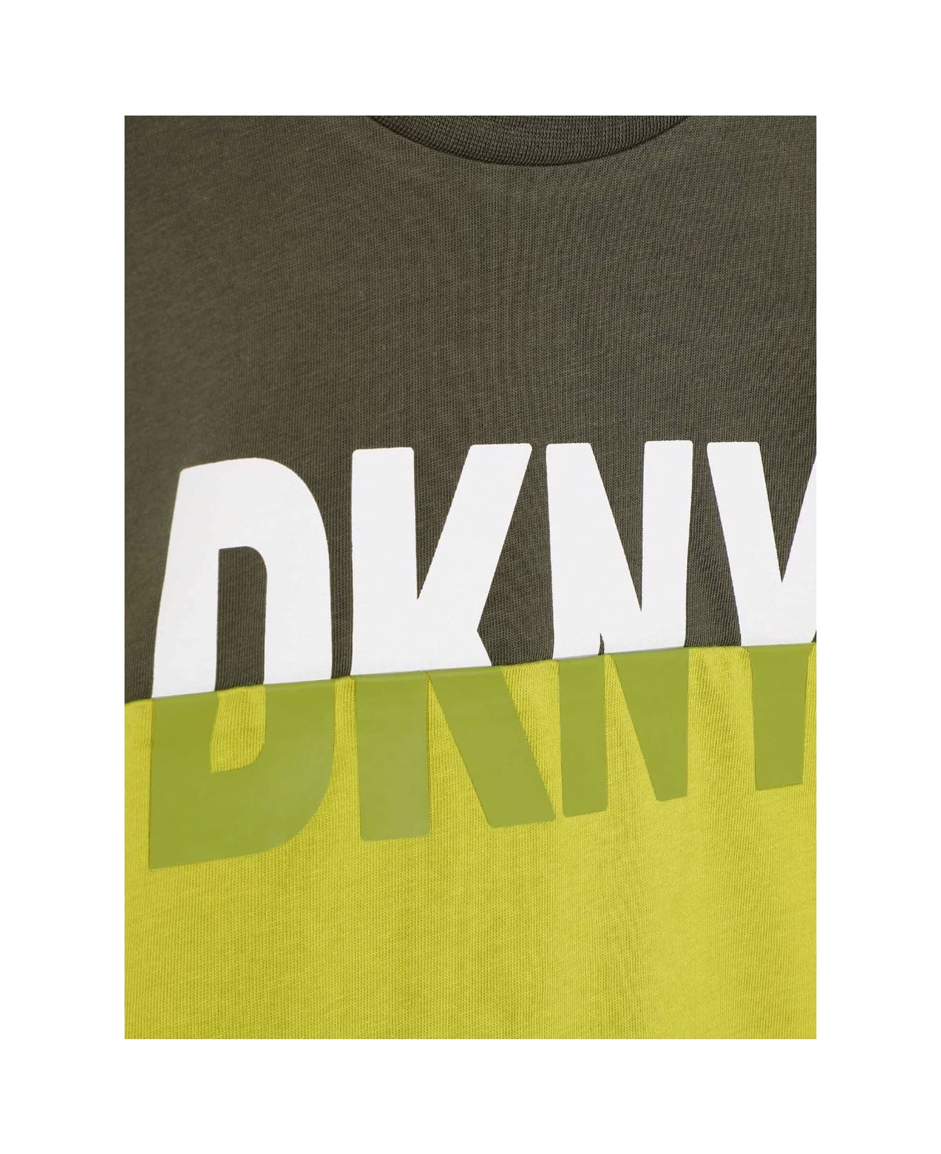 DKNY T-shirt Verde Con Pannelli A Contrasto Bambino - Verde