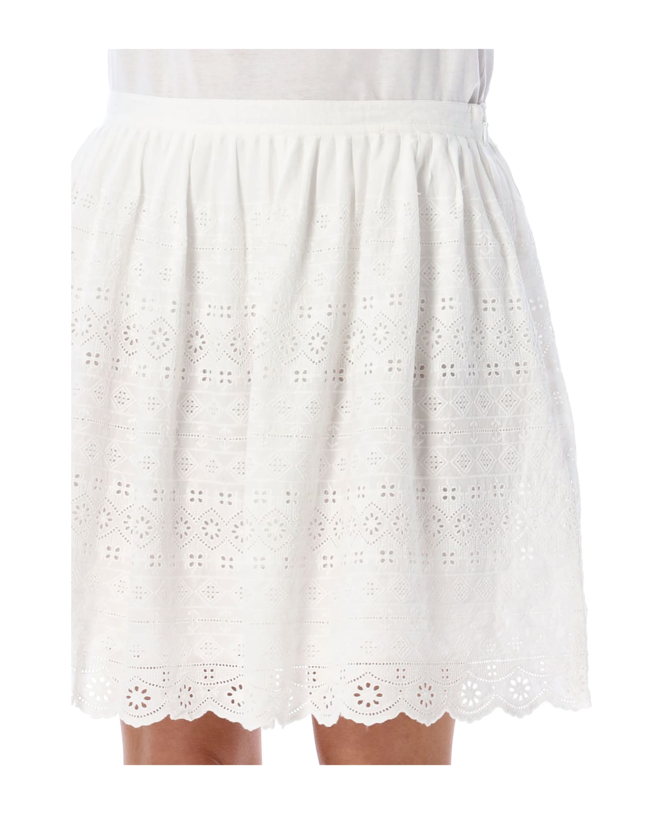Polo Ralph Lauren Eyelet Cotton Mini Skirt - BIANCO