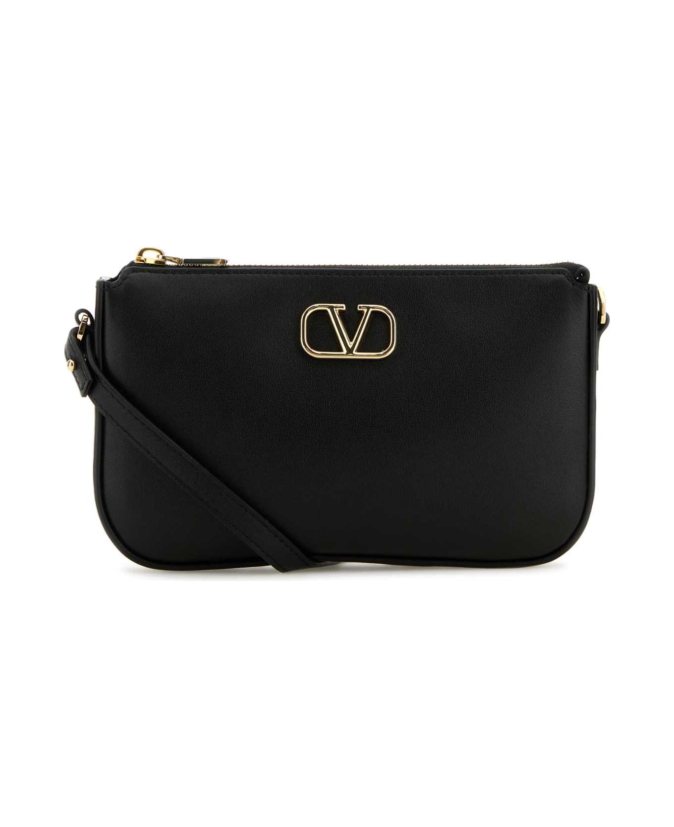 Valentino Garavani Black Leather Vlogo Crossbody Bag - NERO