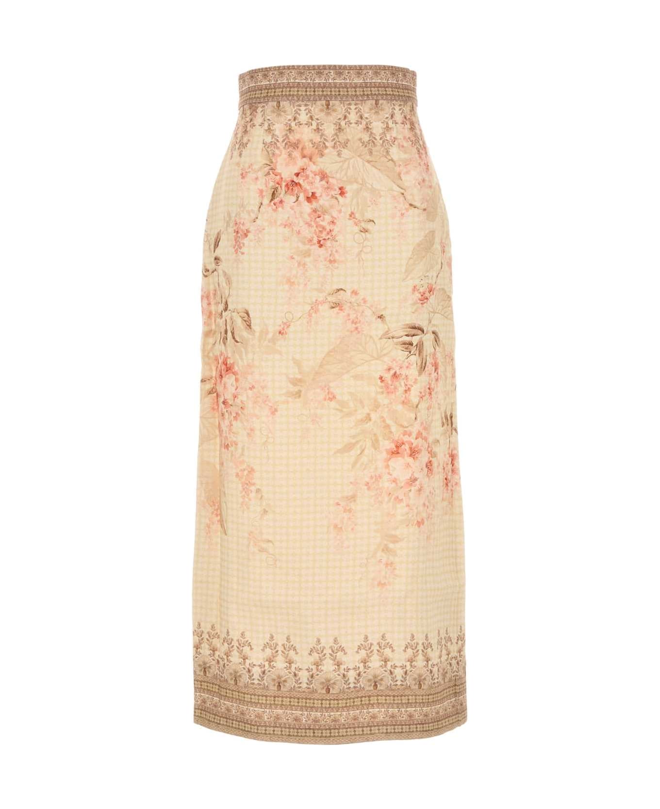 Zimmermann Printed Linen Illuminate Skirt - CORALFLORAL