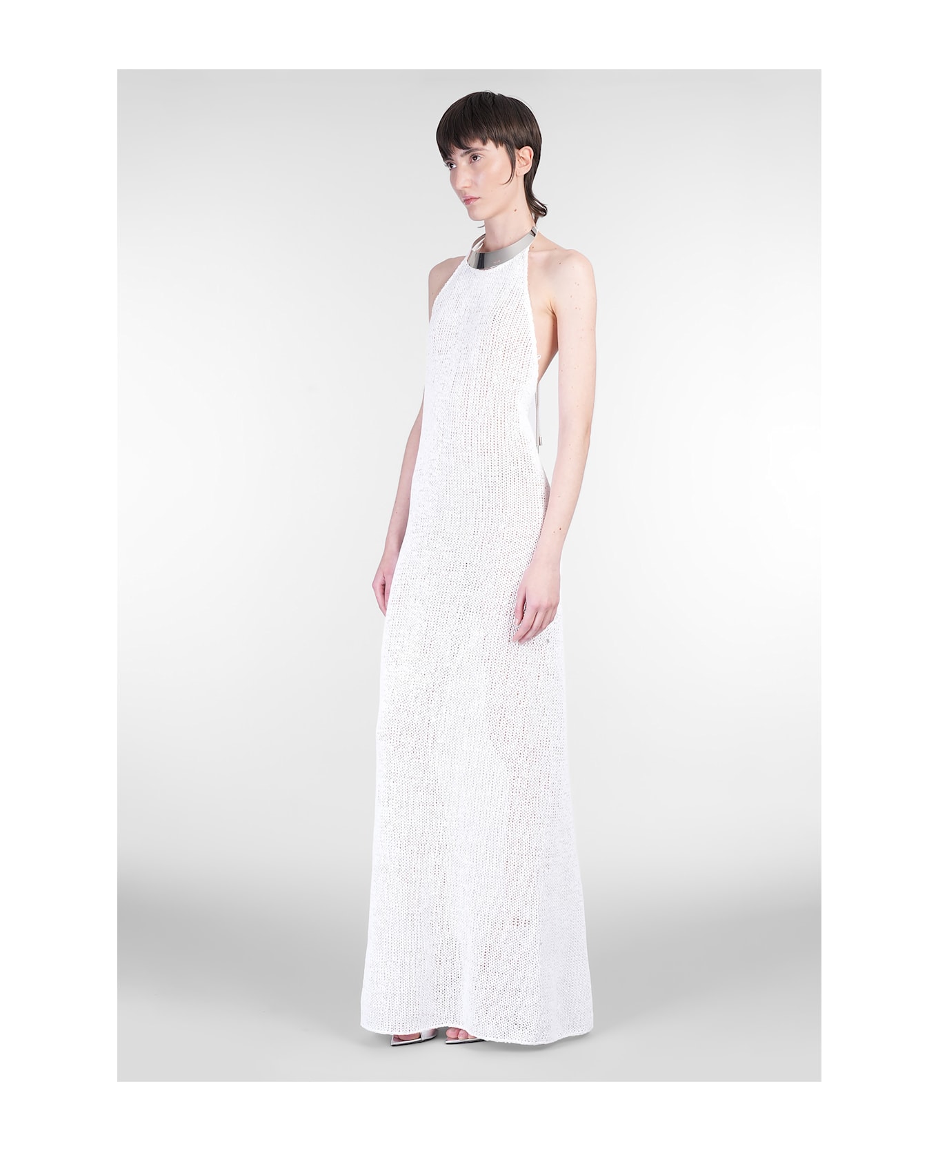 Nué Attina Long Dress In White Polyester - white