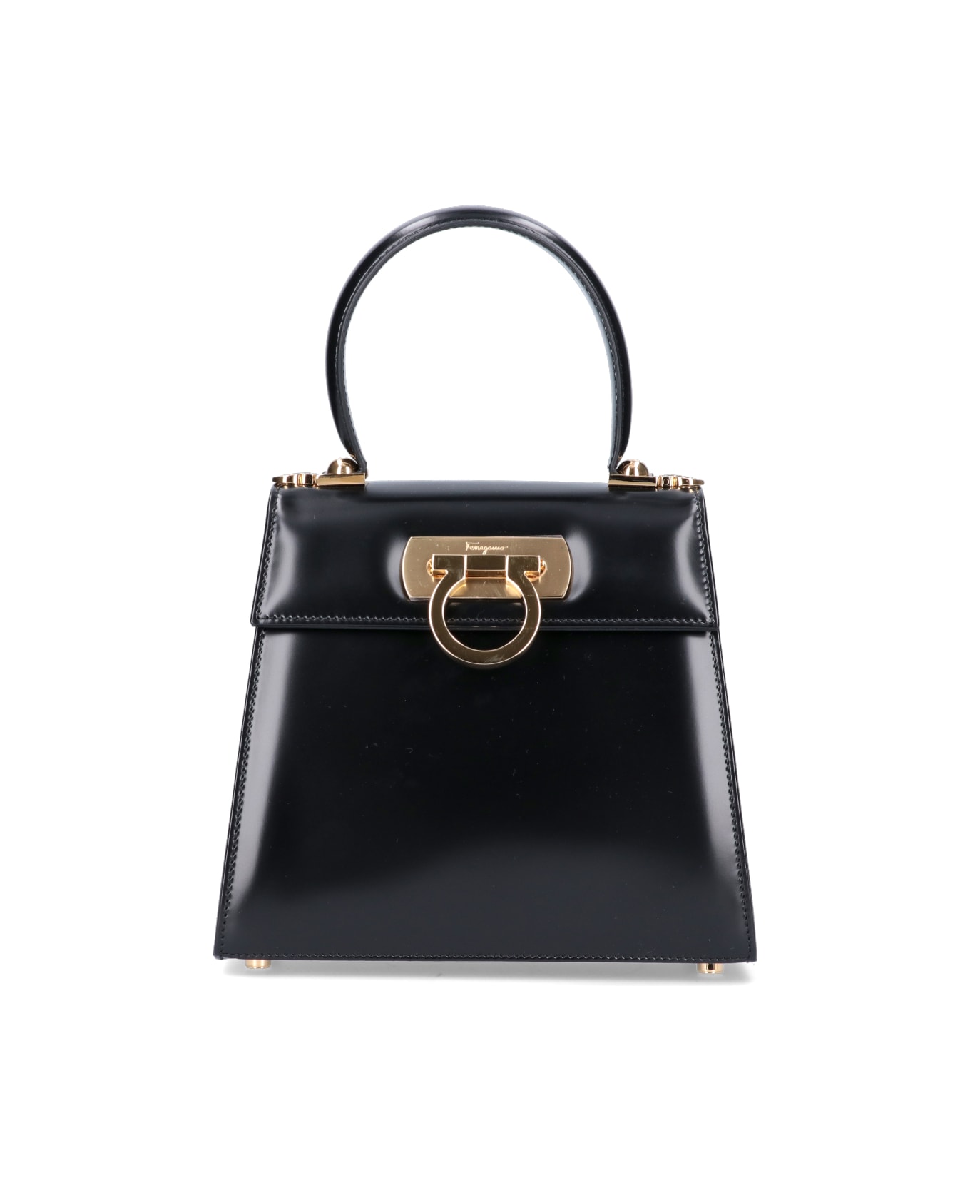 Ferragamo 'gancini' Top Handle Bag - Black  