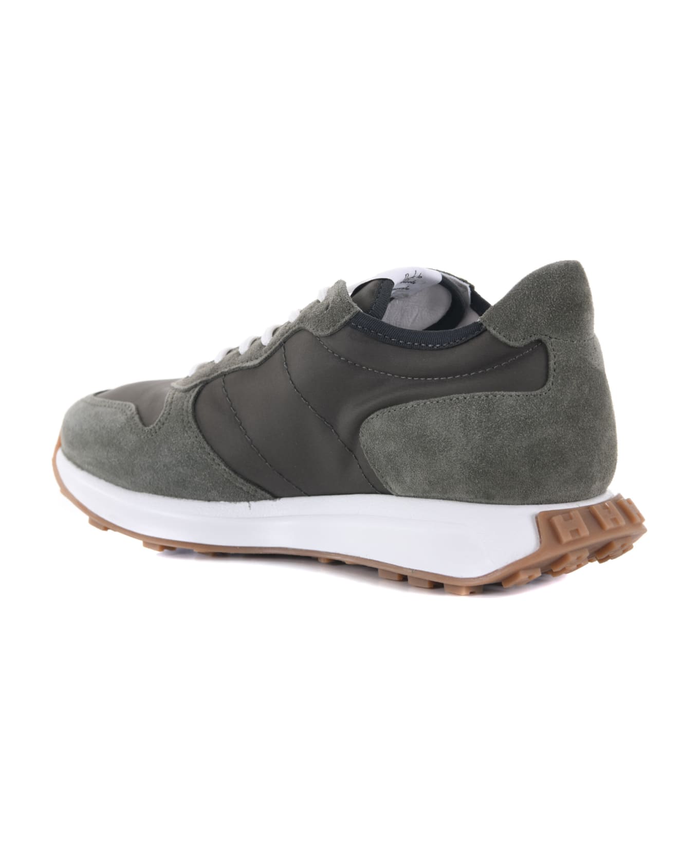 Hogan Sneakers In Suede And Nylon - Verde militare