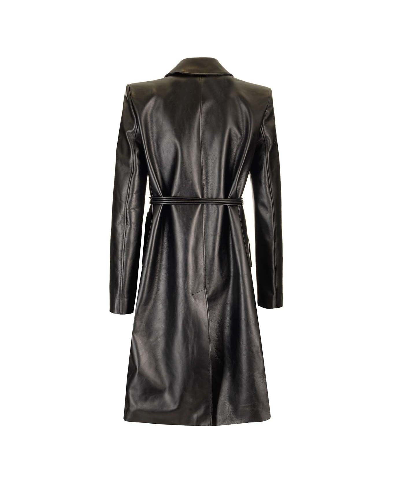 Alexander McQueen Leather Raincoat - Black