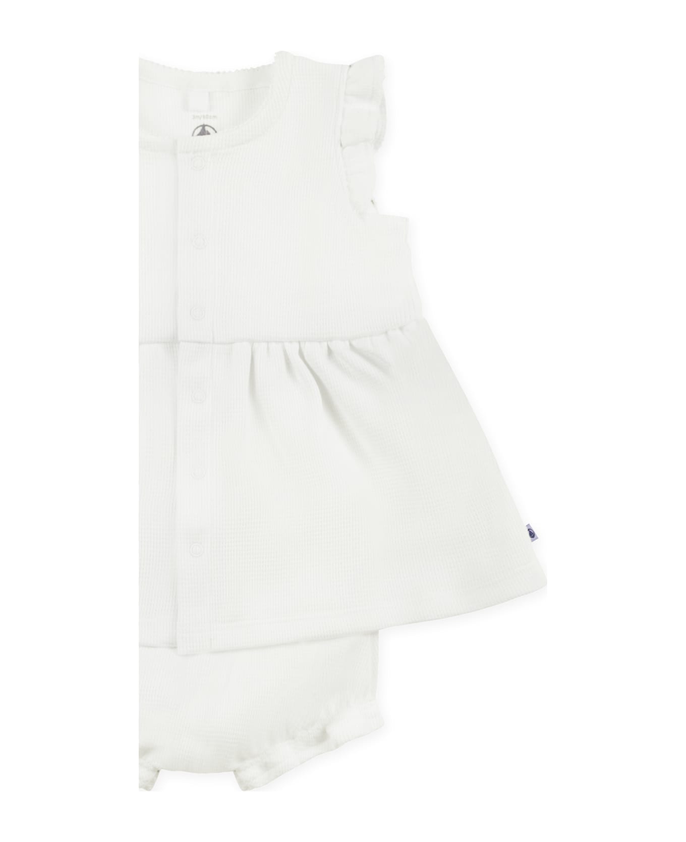Petit Bateau White Dress For Baby Girl - White