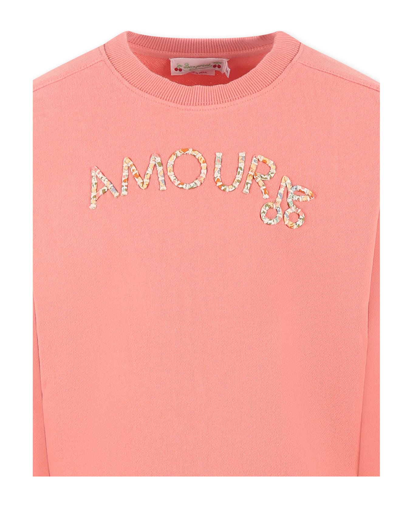 Bonpoint Pink Sweatshirt For Girl With Writing - Pink