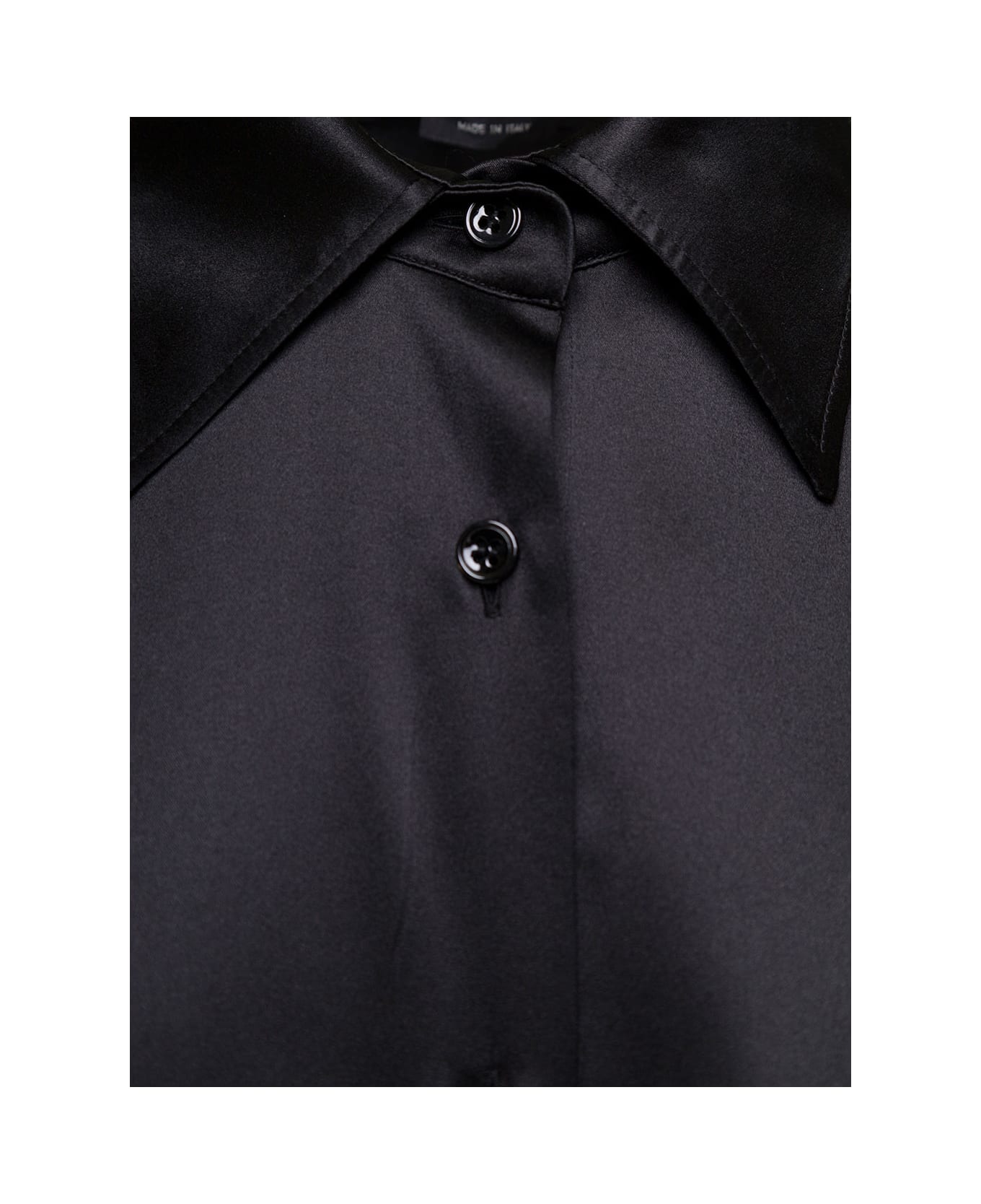 Tom Ford Black Relaxed Shirt With Pointed Collar In Stretch Silk Woman - Black