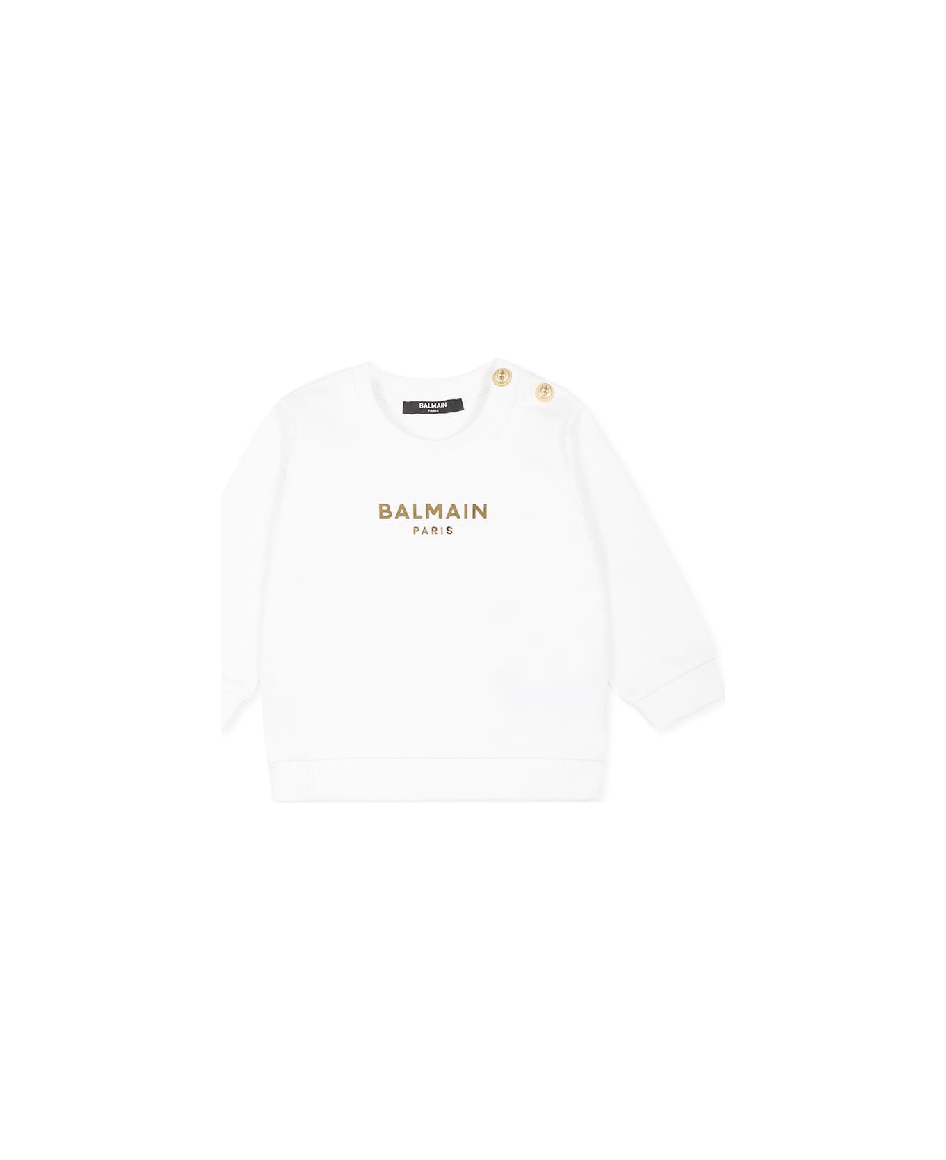 Balmain White Sweatshirt For Babykids With Logo - White