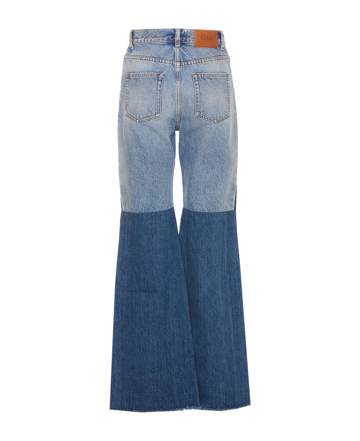 Chloé Flared Patchwork Denim Jeans - Blue