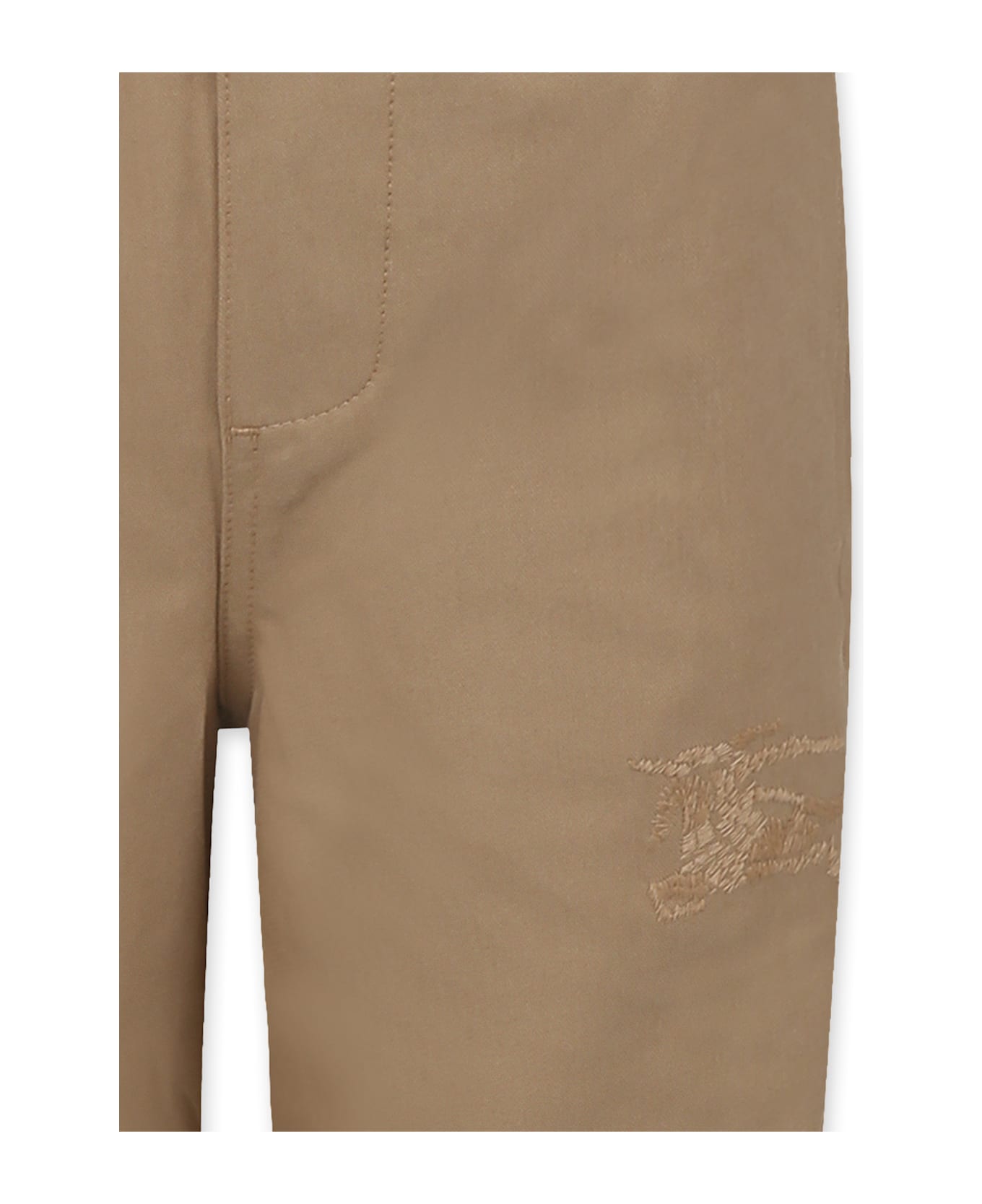 Burberry Beige Trousers For Boy With Equestrian Knight Logo - Beige