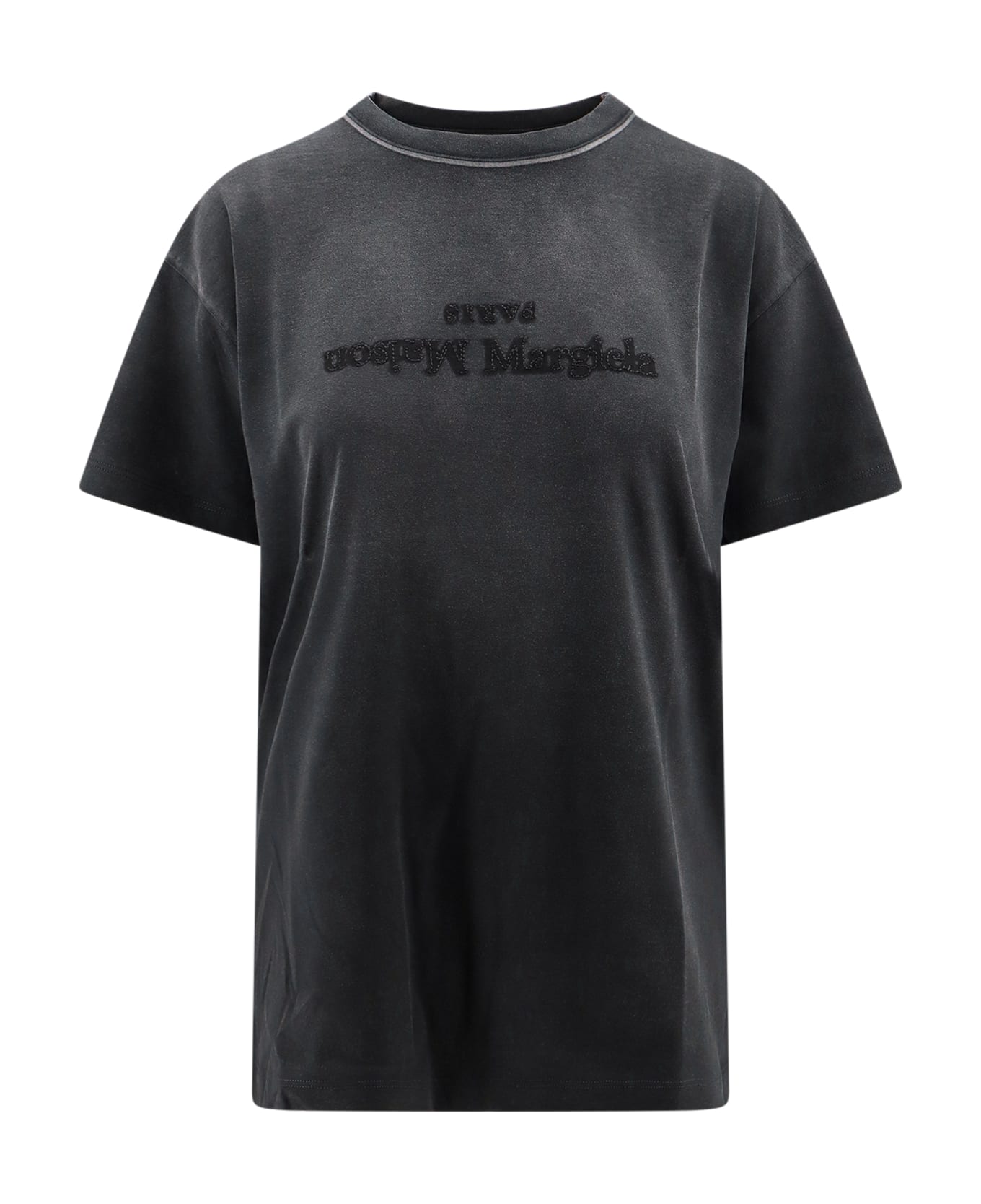 Maison Margiela Reverse Logo-printed Crewneck T-shirt - Washed Black