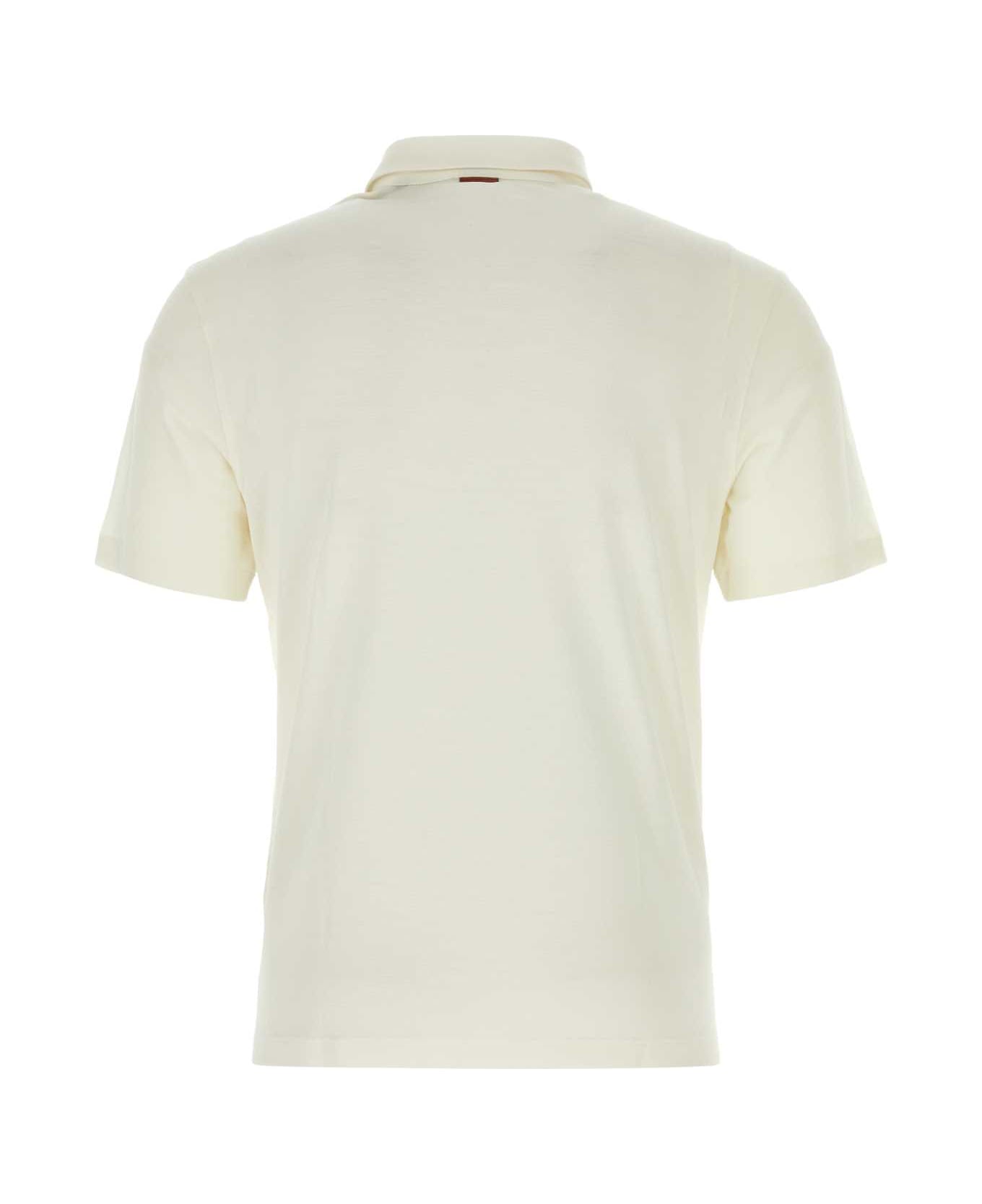 Zegna Ivory Piquet Polo Shirt - N01 ポロシャツ