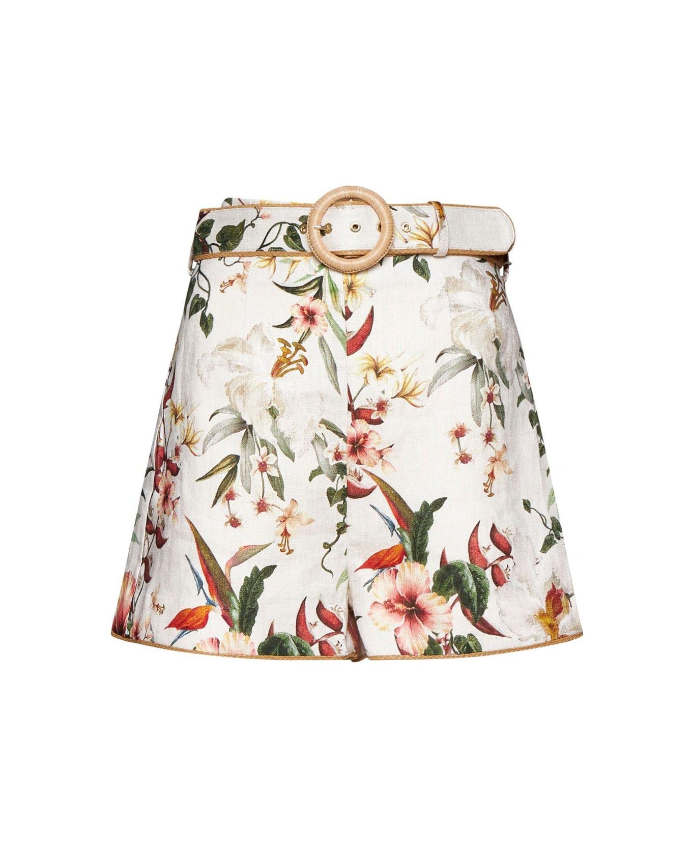 Zimmermann Lexi Fitted Floral Printed Shorts - White ショートパンツ
