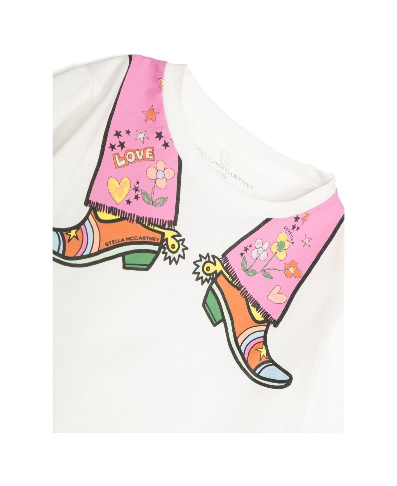 Stella McCartney Kids Crewneck T-shirt With Graphic Print In White Cotton Girl - White