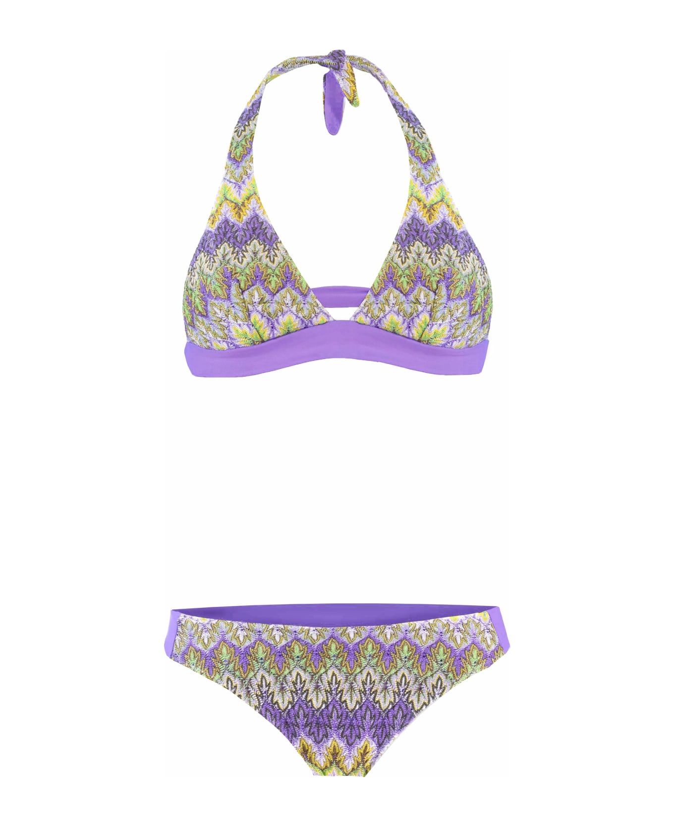 MC2 Saint Barth Chevron Lilac Knitted Triangle Bikini - PURPLE