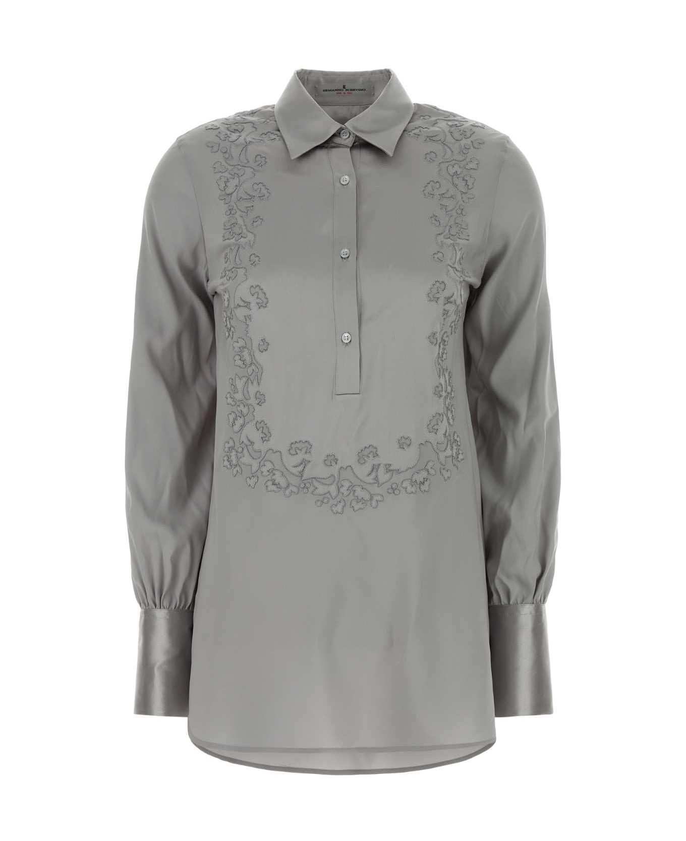 Ermanno Scervino Grey Satin Shirt - GRIFFIN