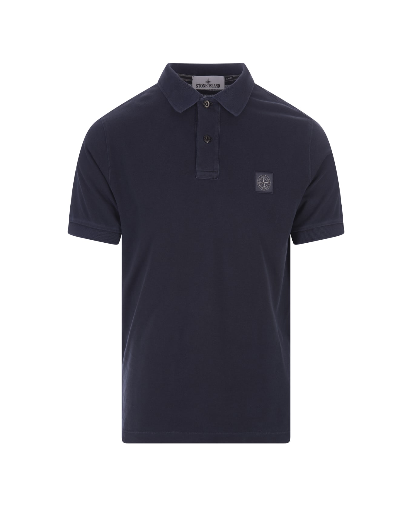Stone Island Navy Blue Pigment Dyed Slim Fit Polo Shirt - Blue ポロシャツ