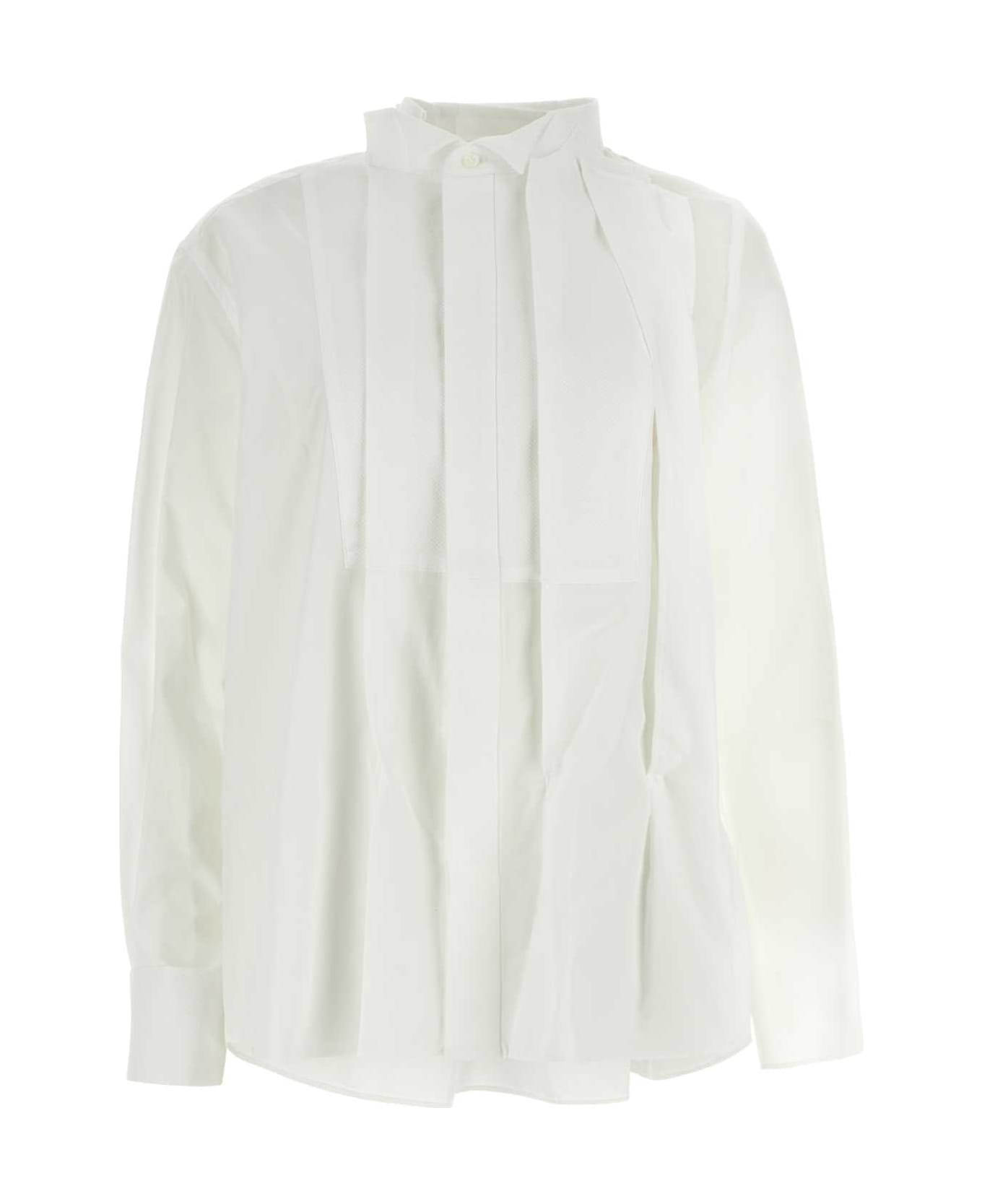 Sacai White Polyester Blend Chiffon Mix Cotton Poplin Shirt - OFFWHITE