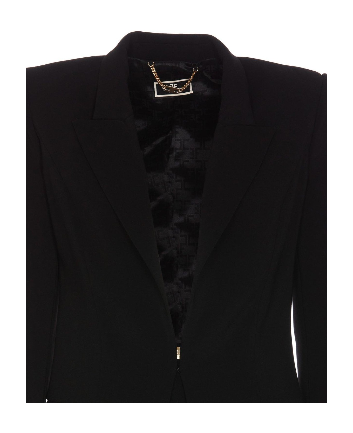 Elisabetta Franchi Logo Plaque Peak Lapels Suit - Black