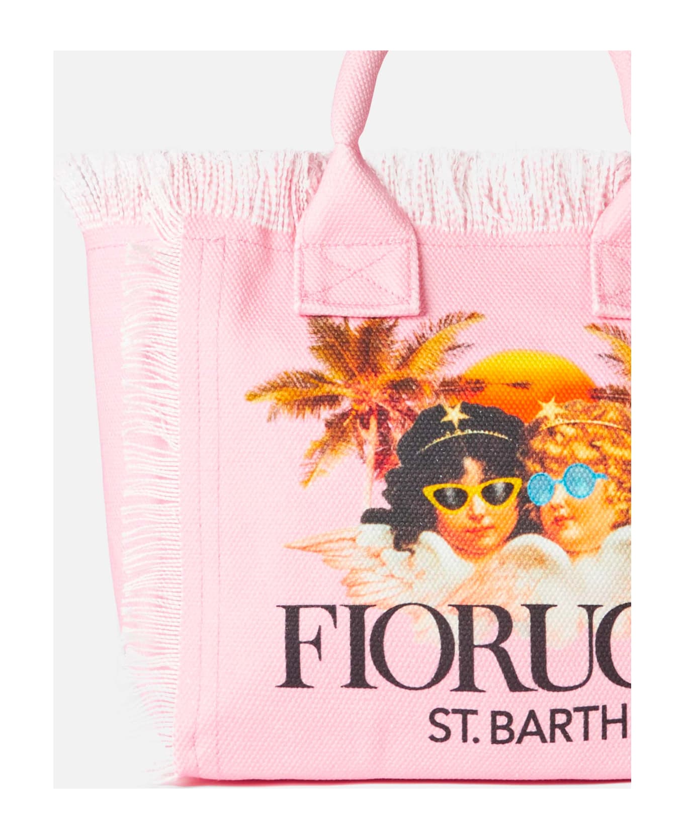 MC2 Saint Barth Colette Pink Cotton Canvas Handbag With Fiorucci Angels Print | Fiorucci Special Edition - PINK