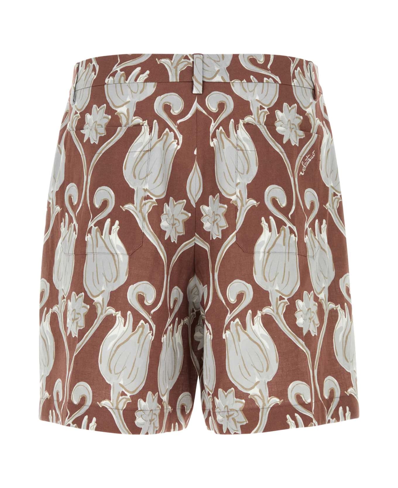 Valentino Garavani Printed Linen Bermuda Shorts - STTULIPSJAIPURPERLA