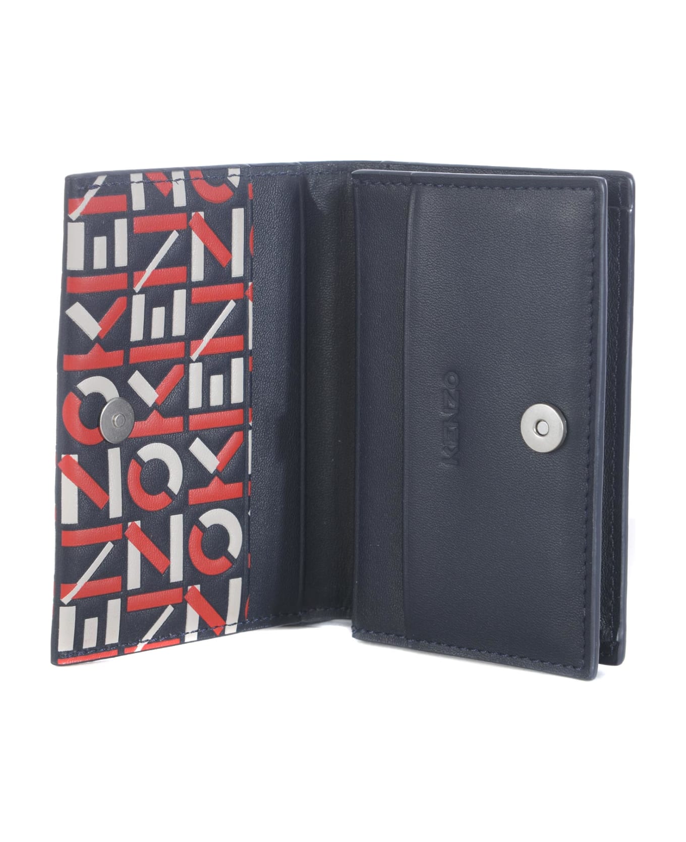 Kenzo Leather Card Holder - Blu/rosso