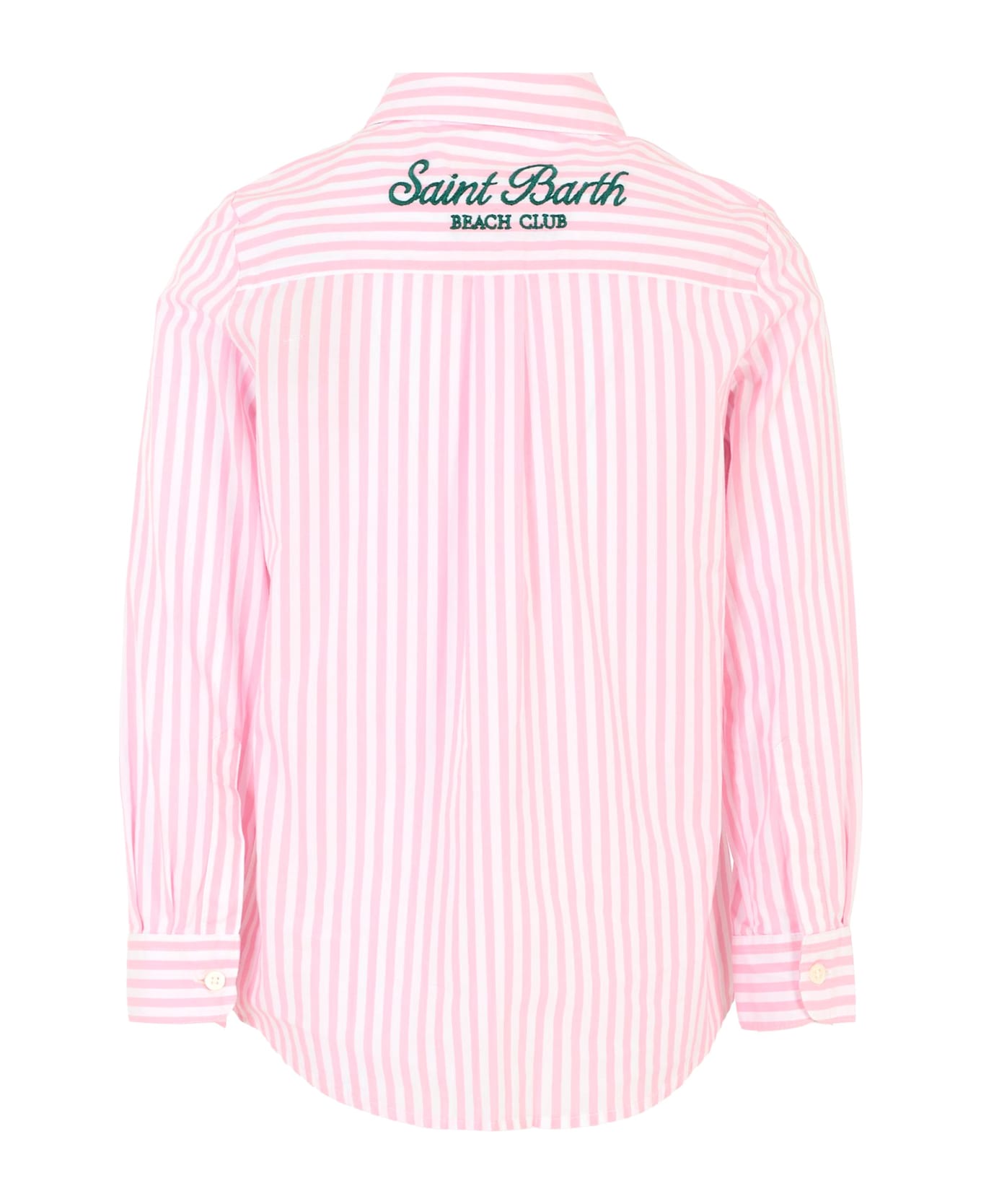 MC2 Saint Barth Pink Shirt For Girl With Green Logo - Pink