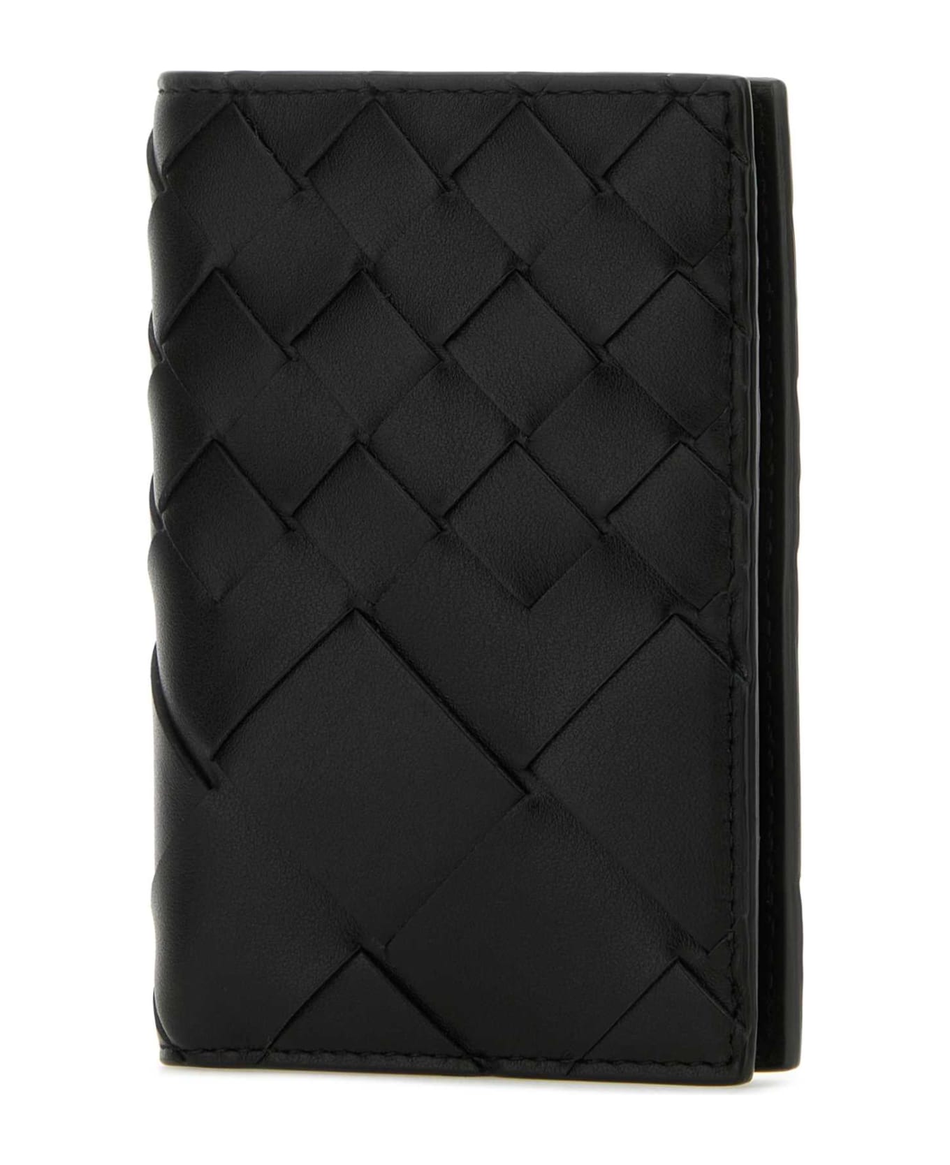 Bottega Veneta Black Leather Intrecciato Card Holder - BLK 財布