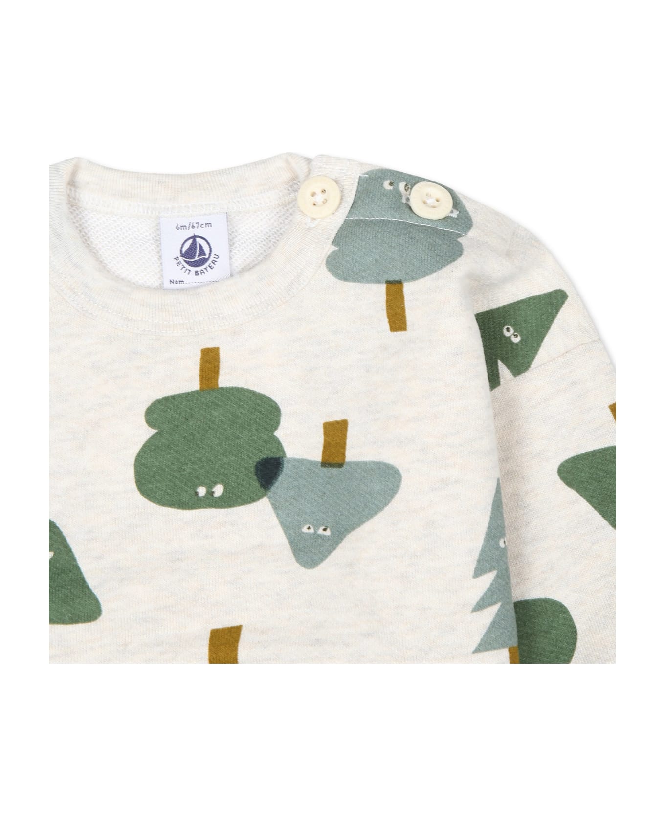 Petit Bateau Grey Sweatshirt For Babykids With Tree Print - Grey