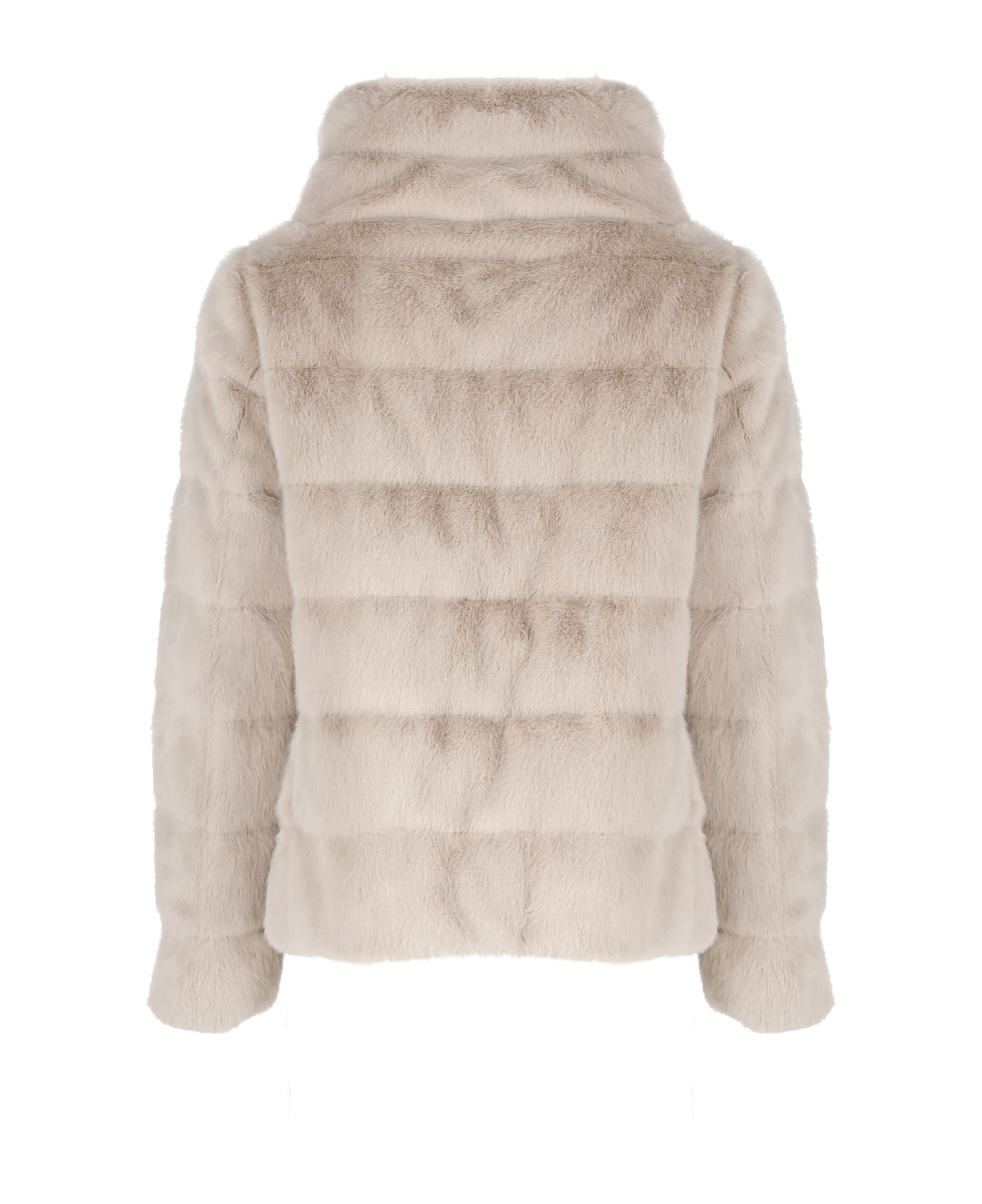 Herno Chantilly Pink Fur Puffer Jacket - Ivory