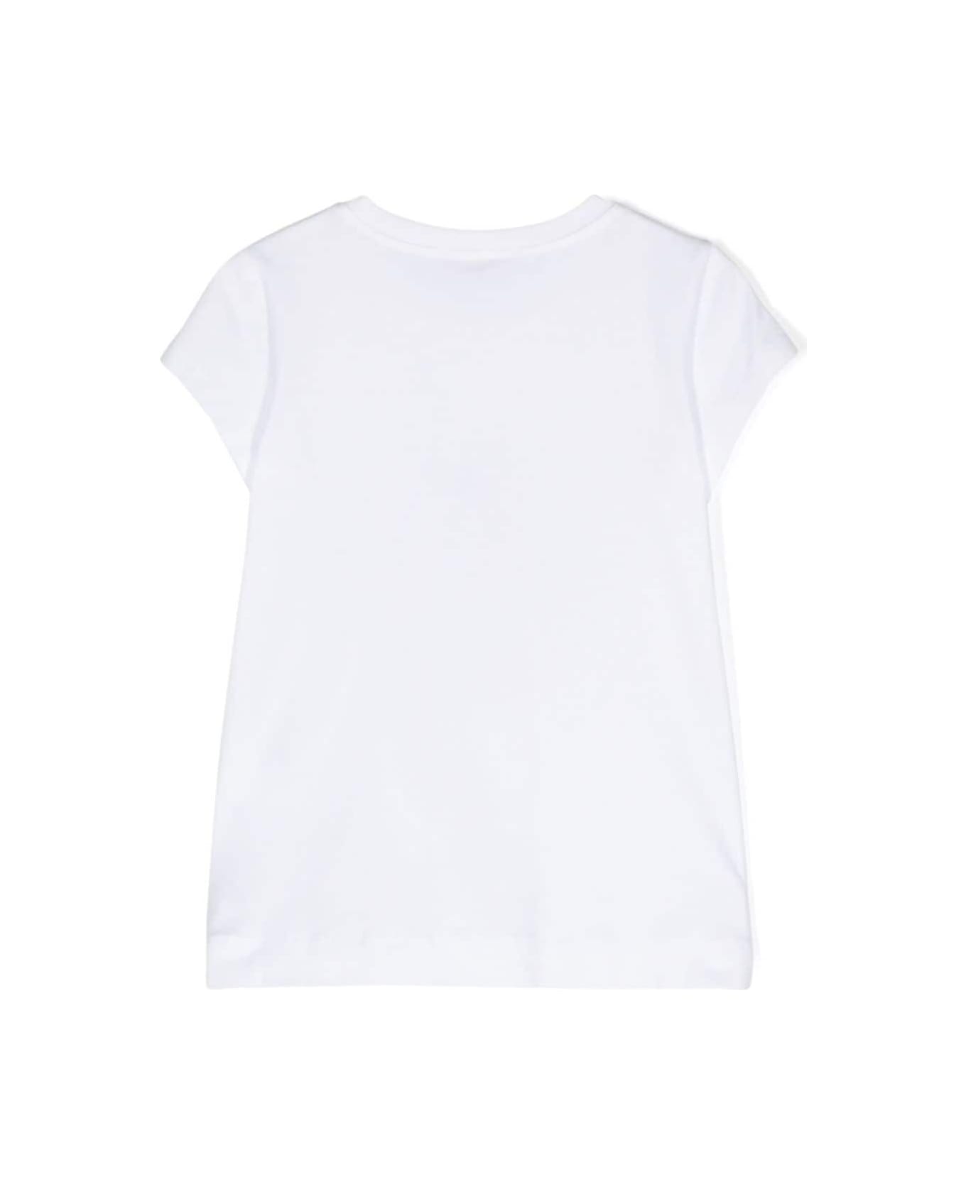 Monnalisa White T-shirt With Starfish Print In Stretch Cotton Girl - White Tシャツ＆ポロシャツ