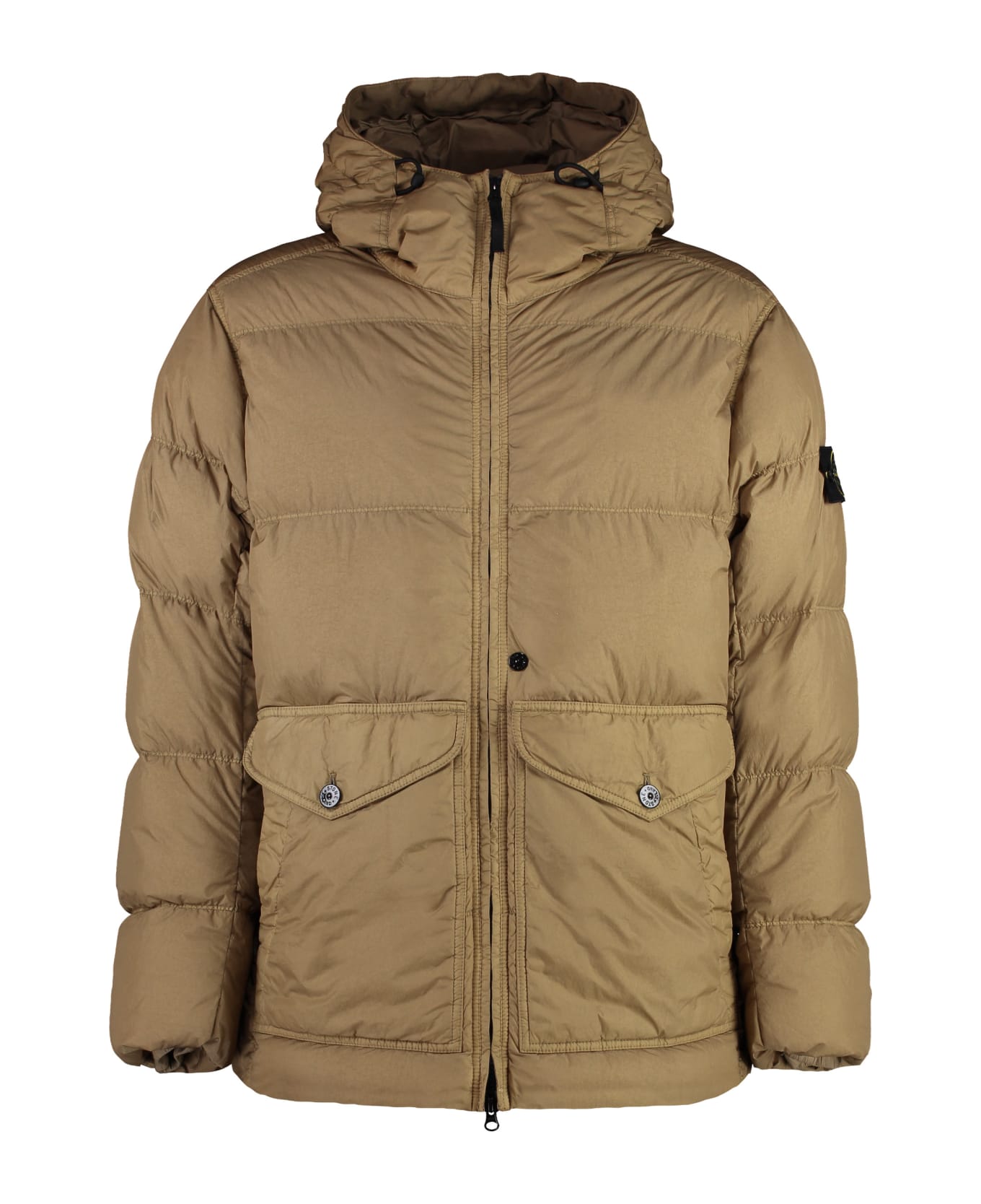 Stone Island Hooded Nylon Down Jacket - Beige