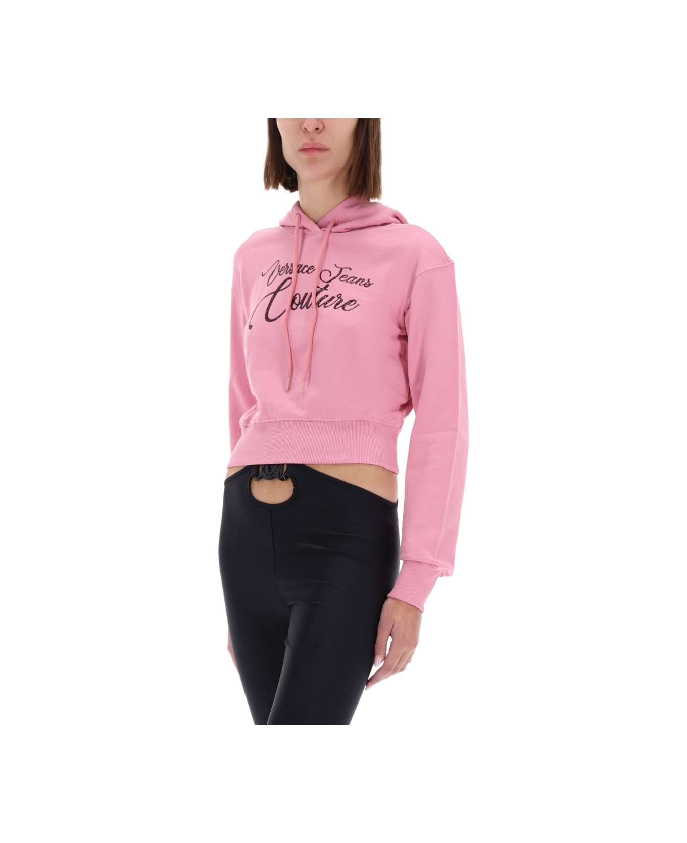 Versace Jeans Couture Cropped Sweatshirt With Logo - PINK