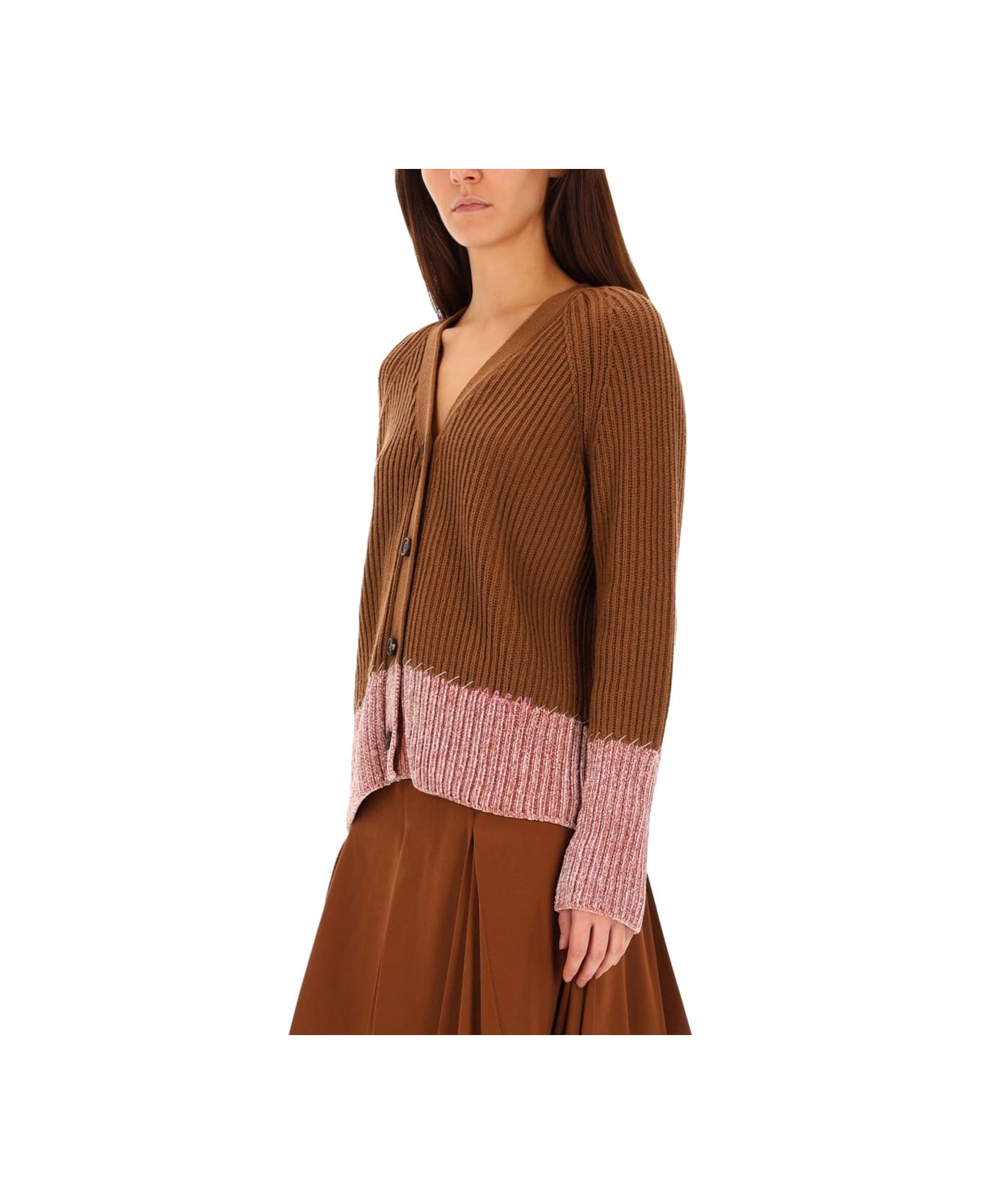 Marni Cardigan With "color Block" Pattern - BROWN
