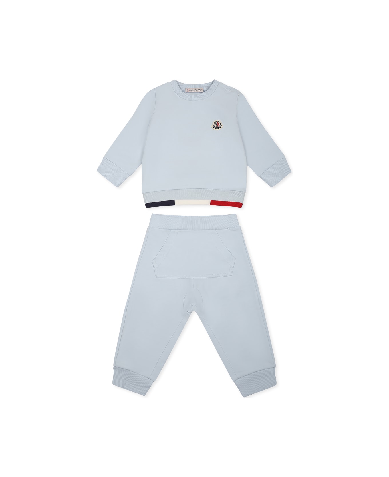 Moncler Light Blue Suit For Baby Boy With Logo - Light Blue