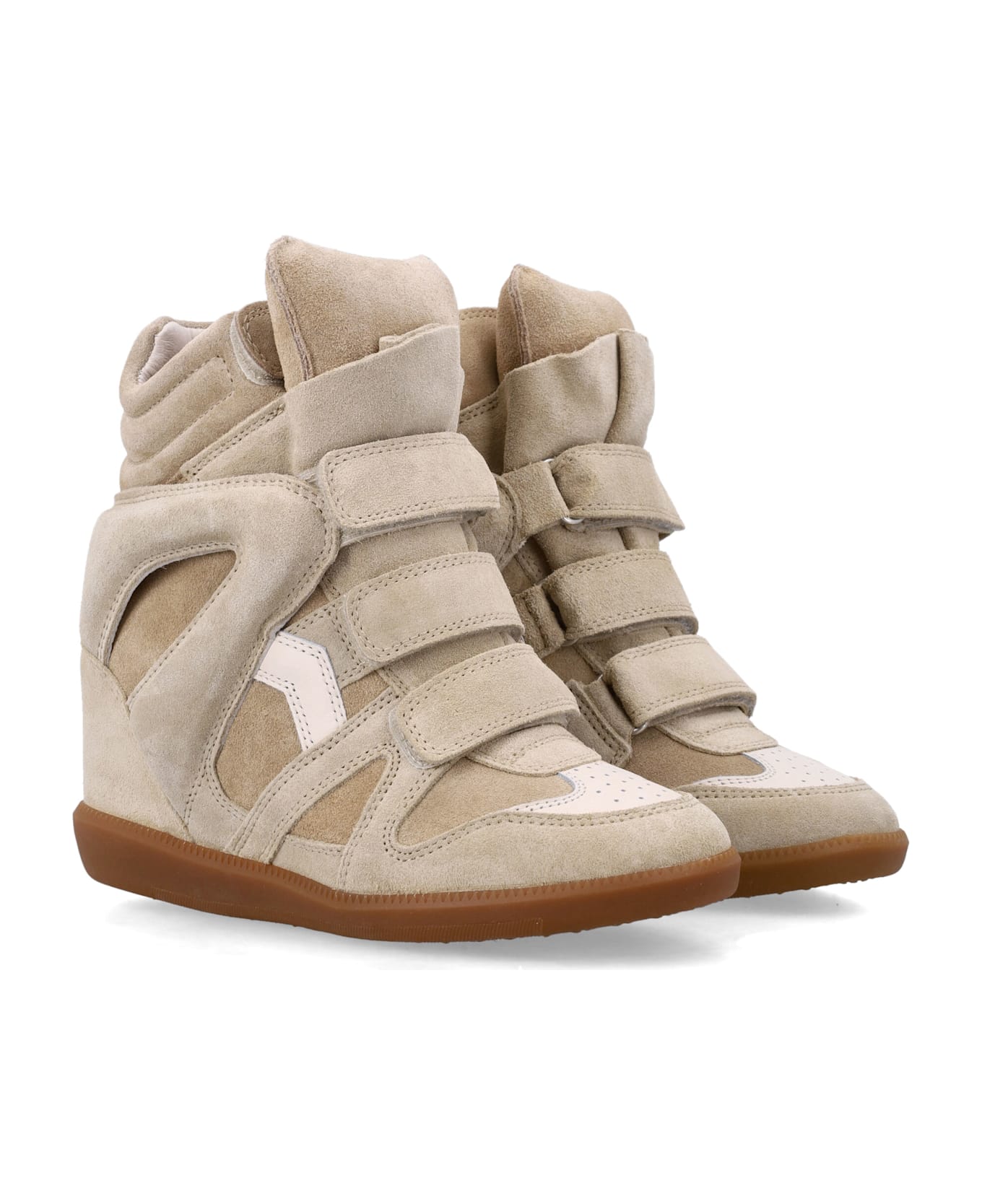 Isabel Marant Bekett Suede Leather Wedge Sneakers - DEEP BEIGE SAND