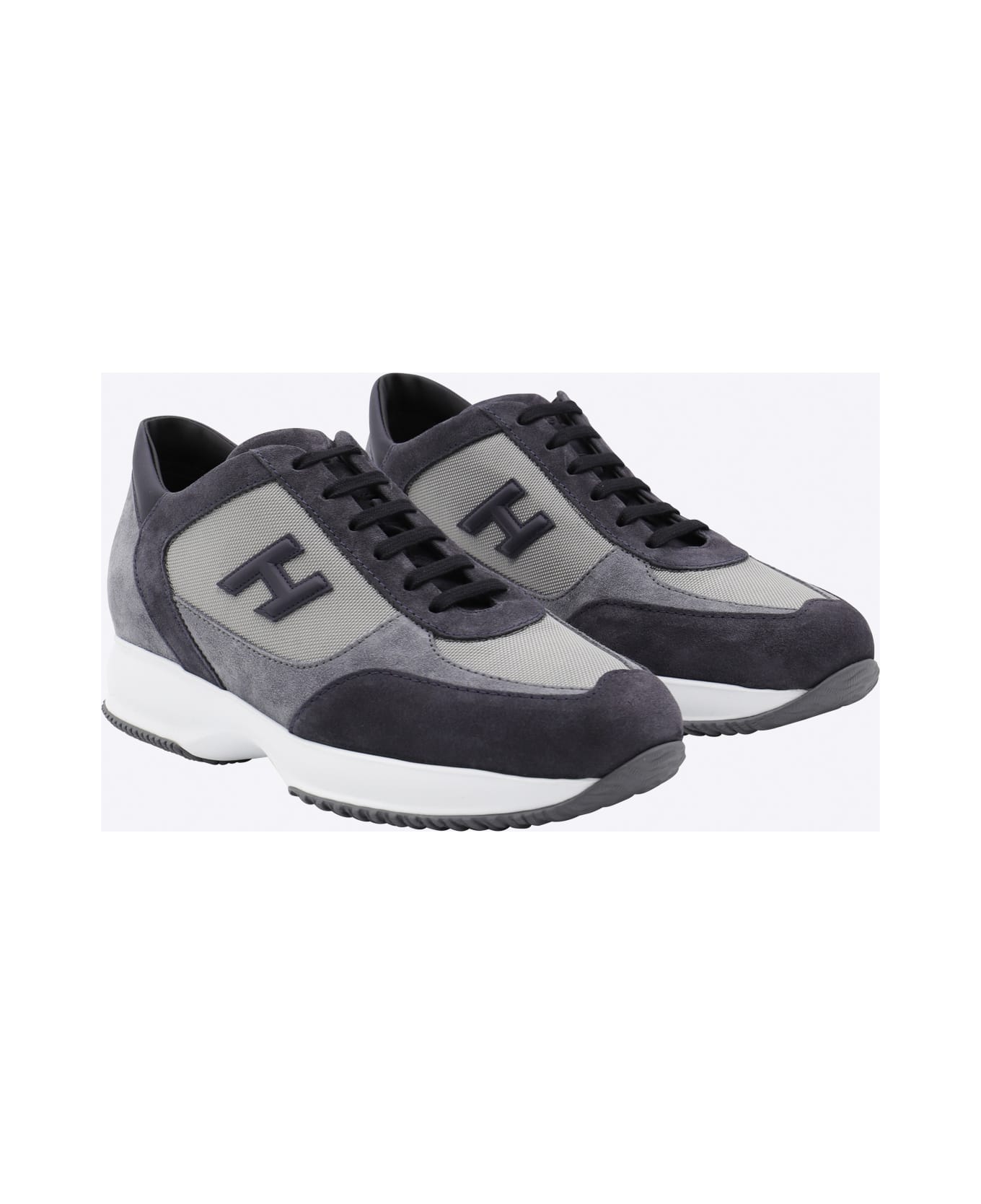 Hogan Black And Dark Blue Sneakers - Blue/grey