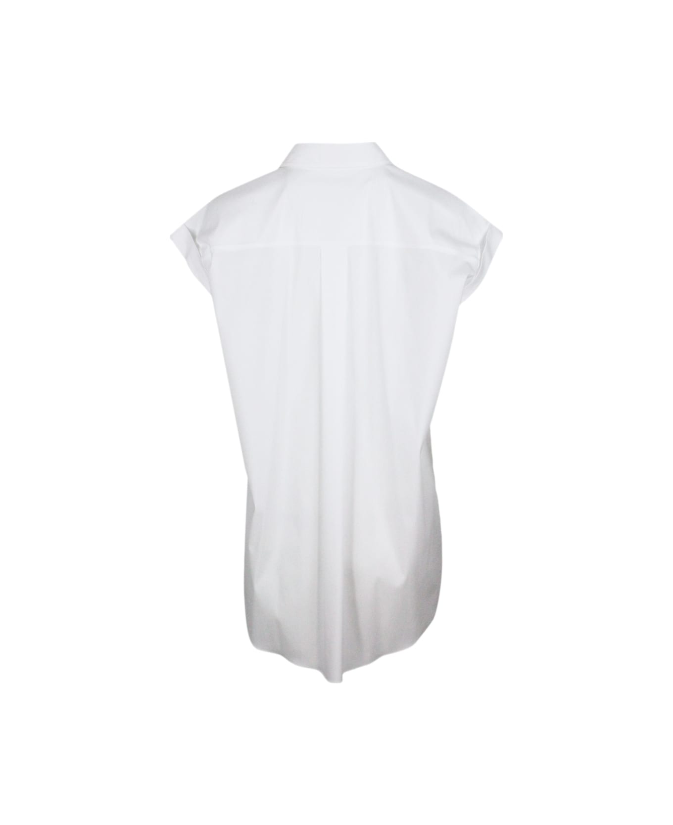 Brunello Cucinelli Sleeveless Shirt With Front Pockets Embellished With Shiny Jewels - White シャツ