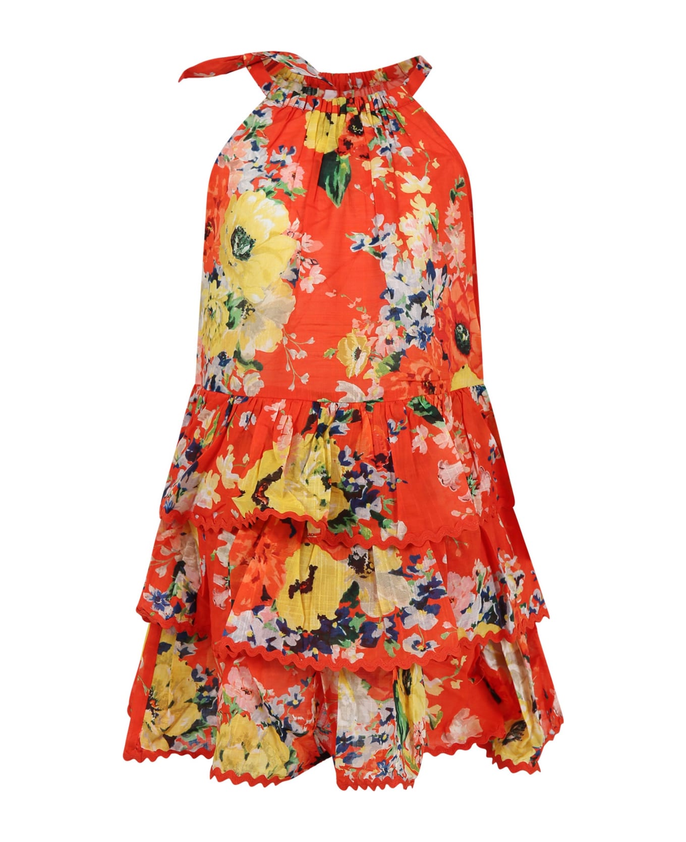 Zimmermann Red Dress For Girl With Floral Print - Red