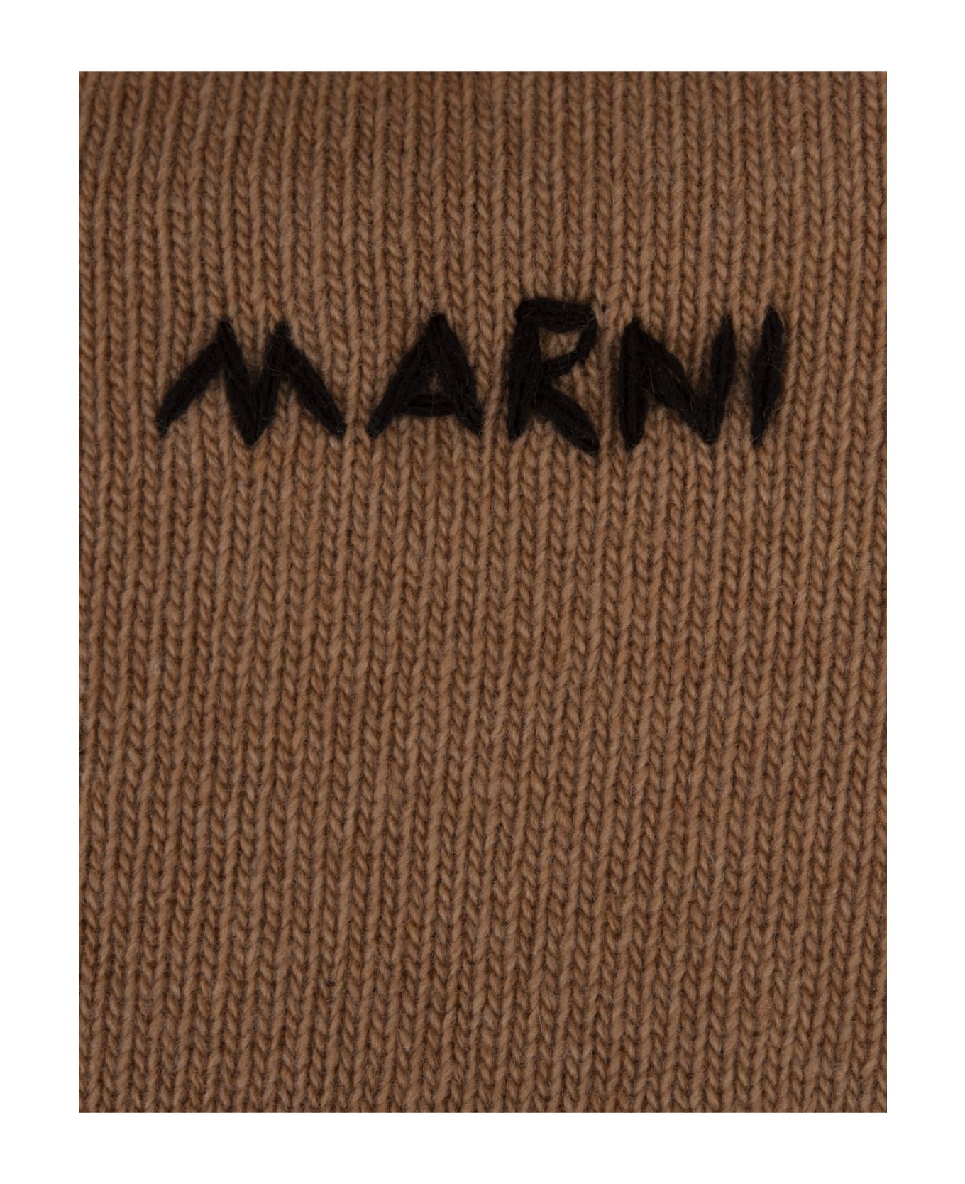 Marni Camel Hooded Sweater With Contrast Stitching - Brown