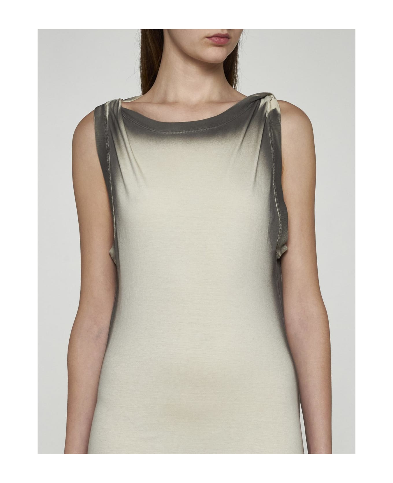 Y/Project Twisted Shoulder Cotton Long Dress - Beige