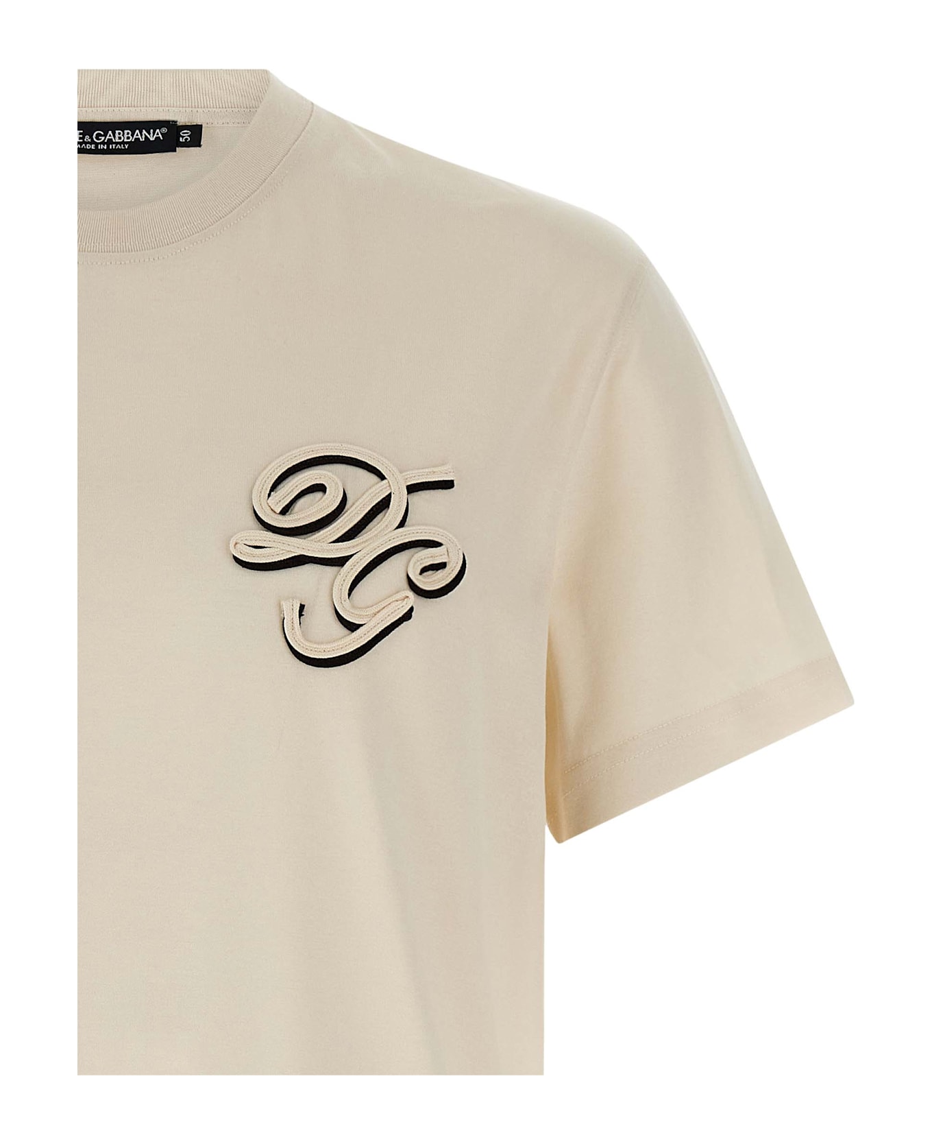 Dolce 
Gabbana Double Embroidery T-shirt - Beige