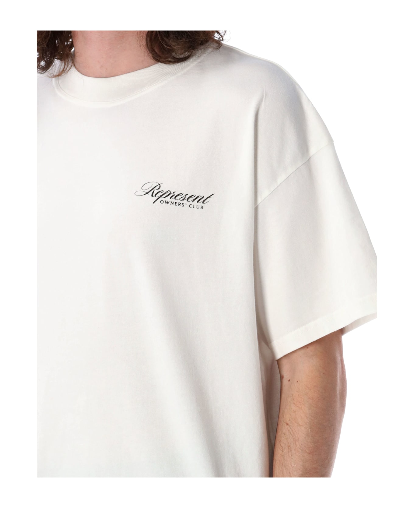 REPRESENT Owners Club Script T-shirt - FLAT WHITE