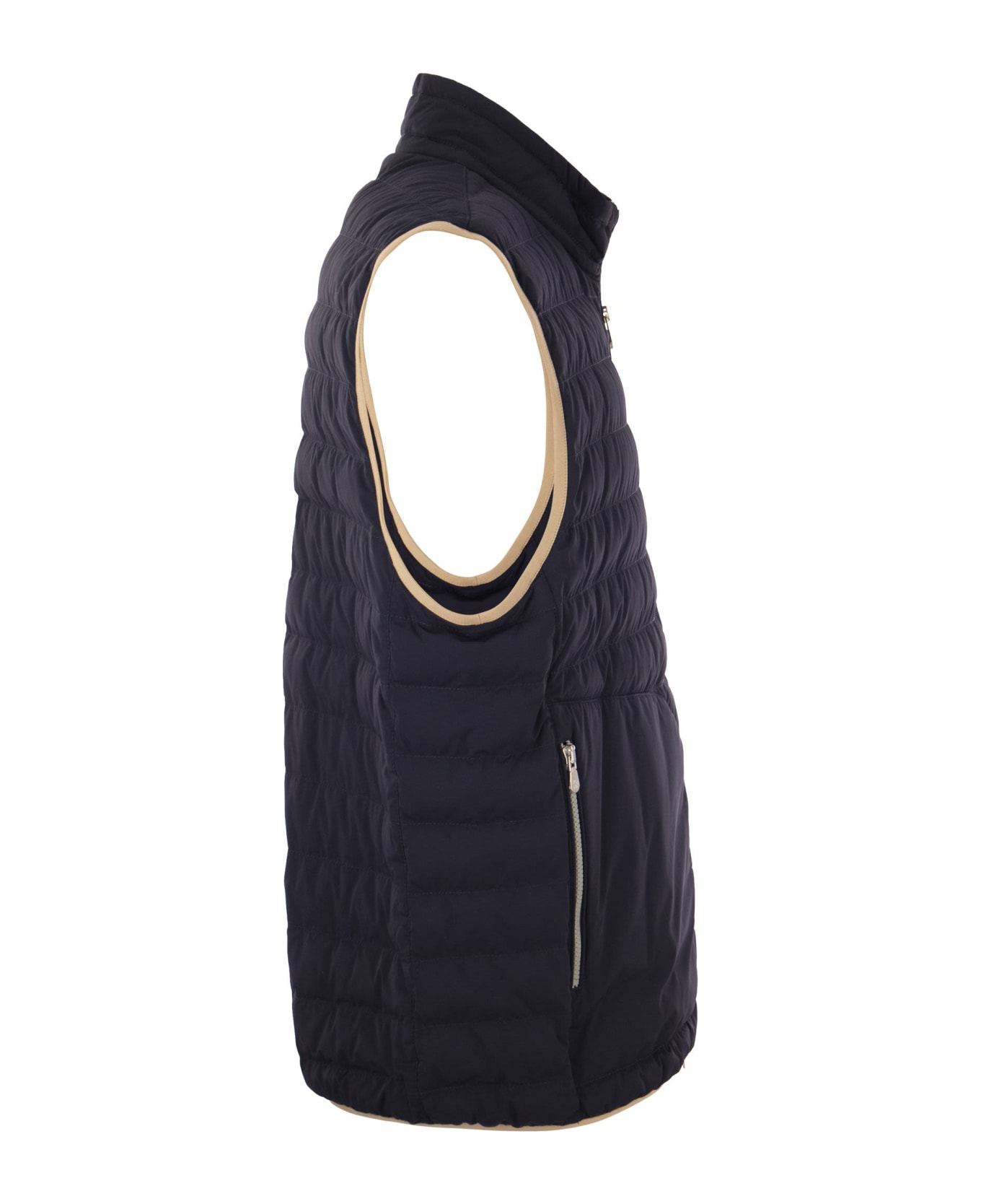 Brunello Cucinelli Lightweight Sleeveless Down Jacket In Membraned Nylon - Blue