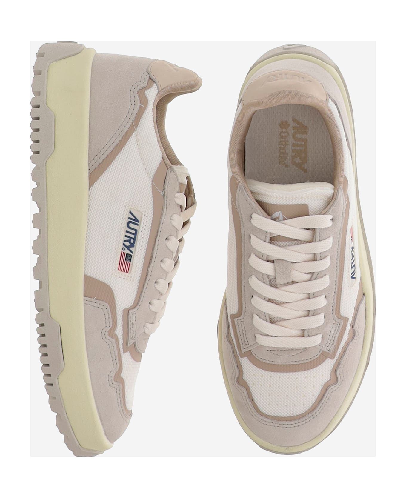 Autry Wildpace Low Mesh And Suede Sneakers - Beige